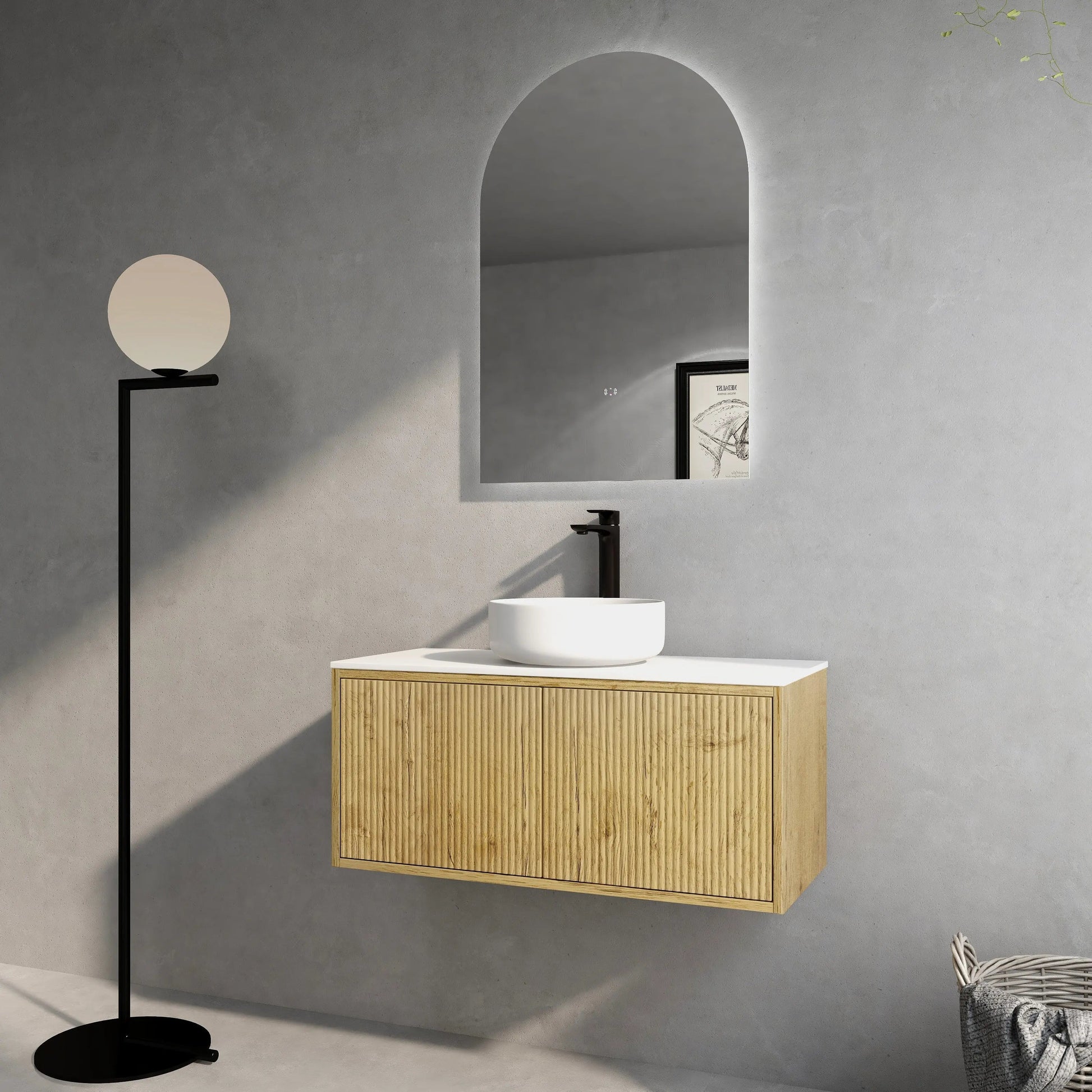 Bellevue Slim PVC Wall Hung Vanity 900 (Prime Oak) Poseidon