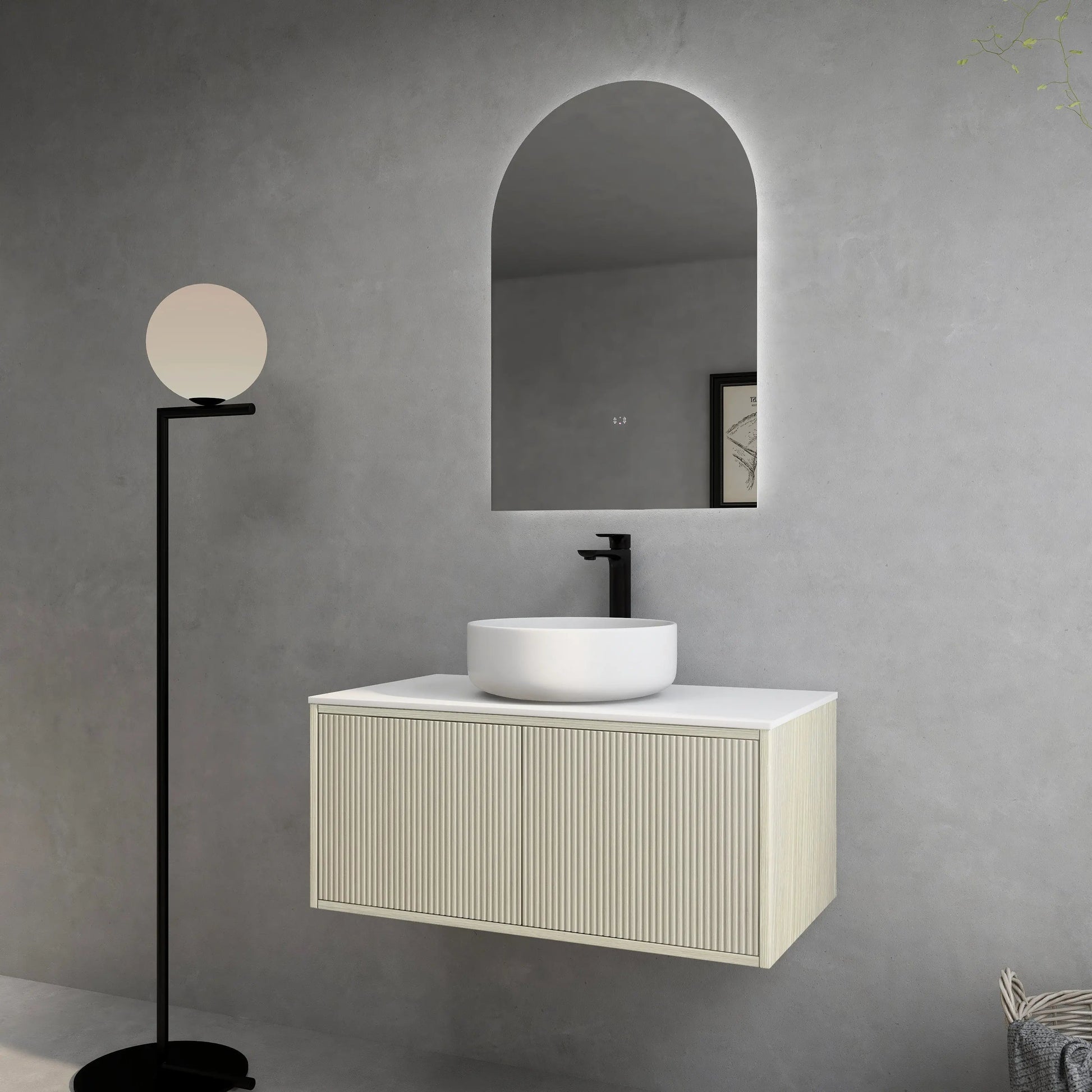 Bellevue PVC Wall Hung Vanity 900 (Coastal Oak)-Clearance Poseidon