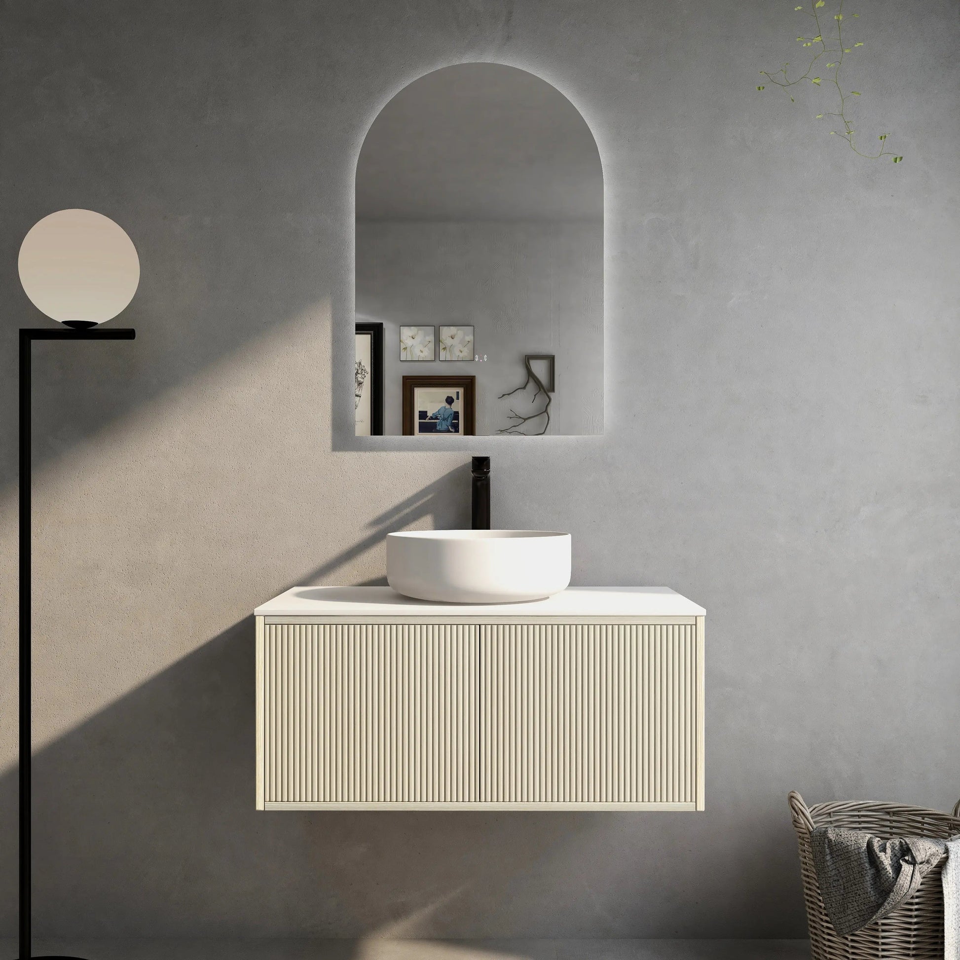 Bellevue PVC Wall Hung Vanity 900 (Coastal Oak)-Clearance Poseidon