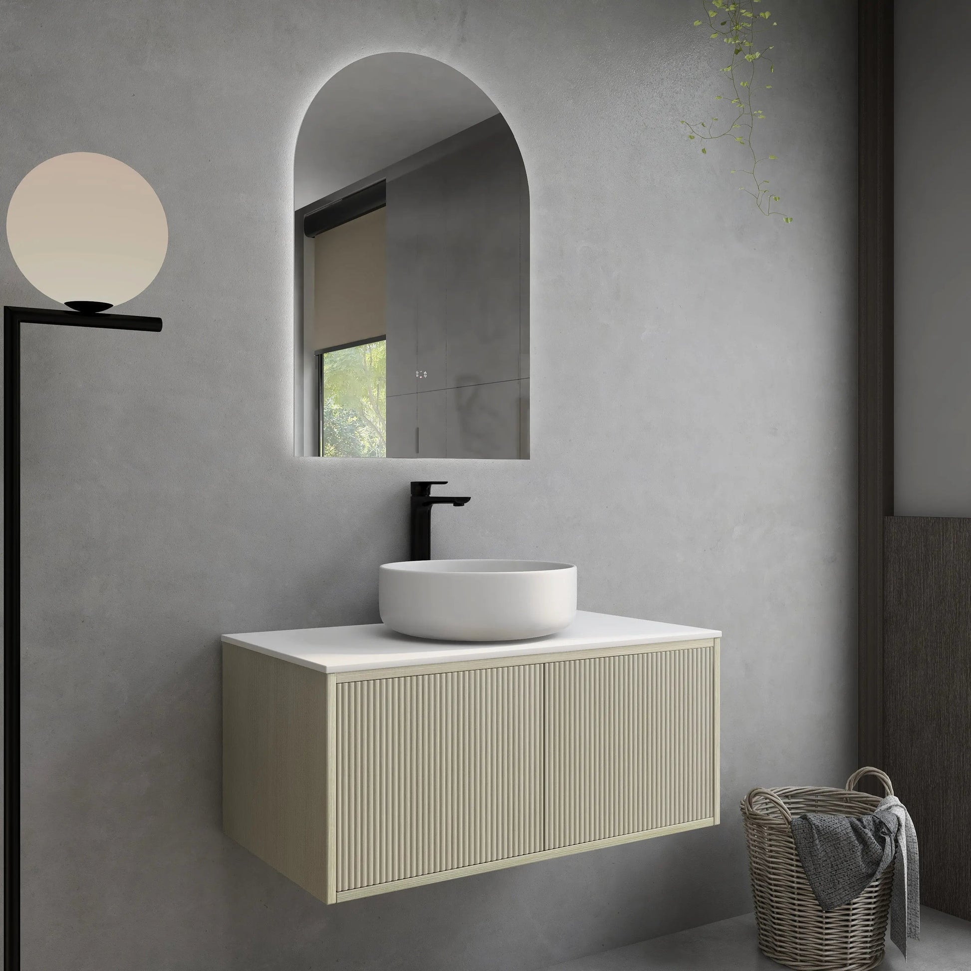 Bellevue PVC Wall Hung Vanity 900 (Coastal Oak)-Clearance Poseidon