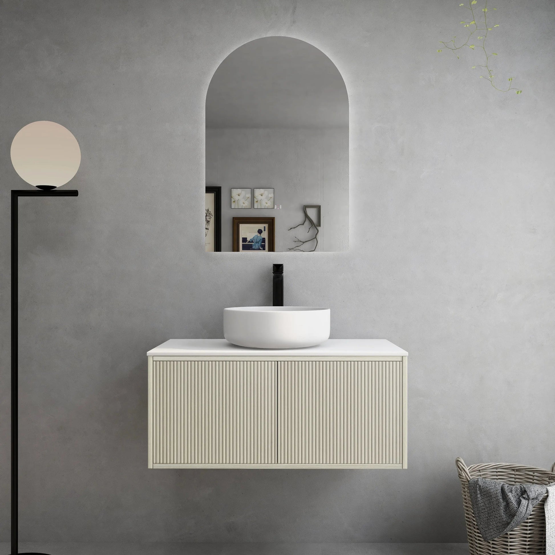 Bellevue PVC Wall Hung Vanity 900 (Coastal Oak)-Clearance Poseidon