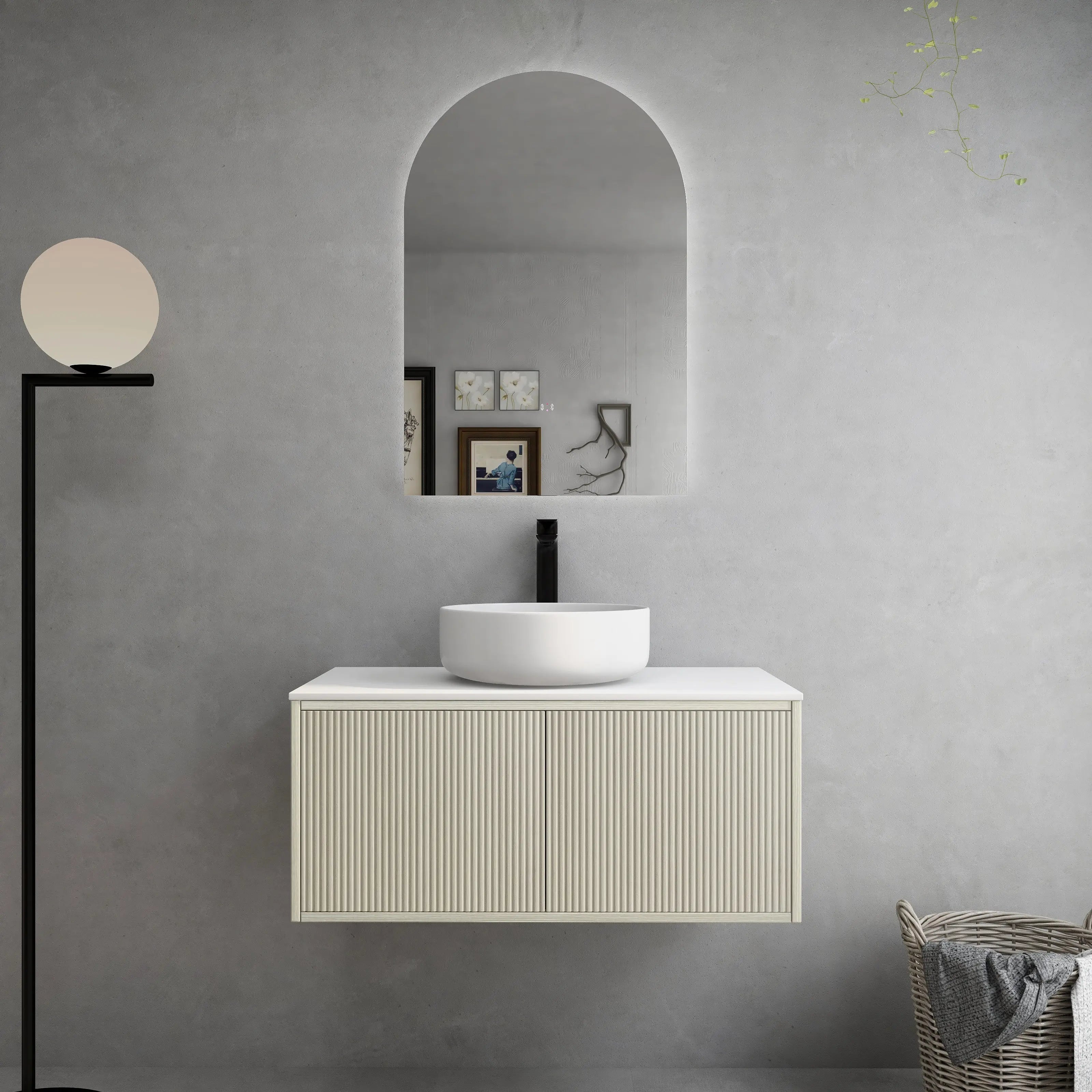 Bellevue PVC Wall Hung Vanity 900 (Coastal Oak)-Clearance Poseidon