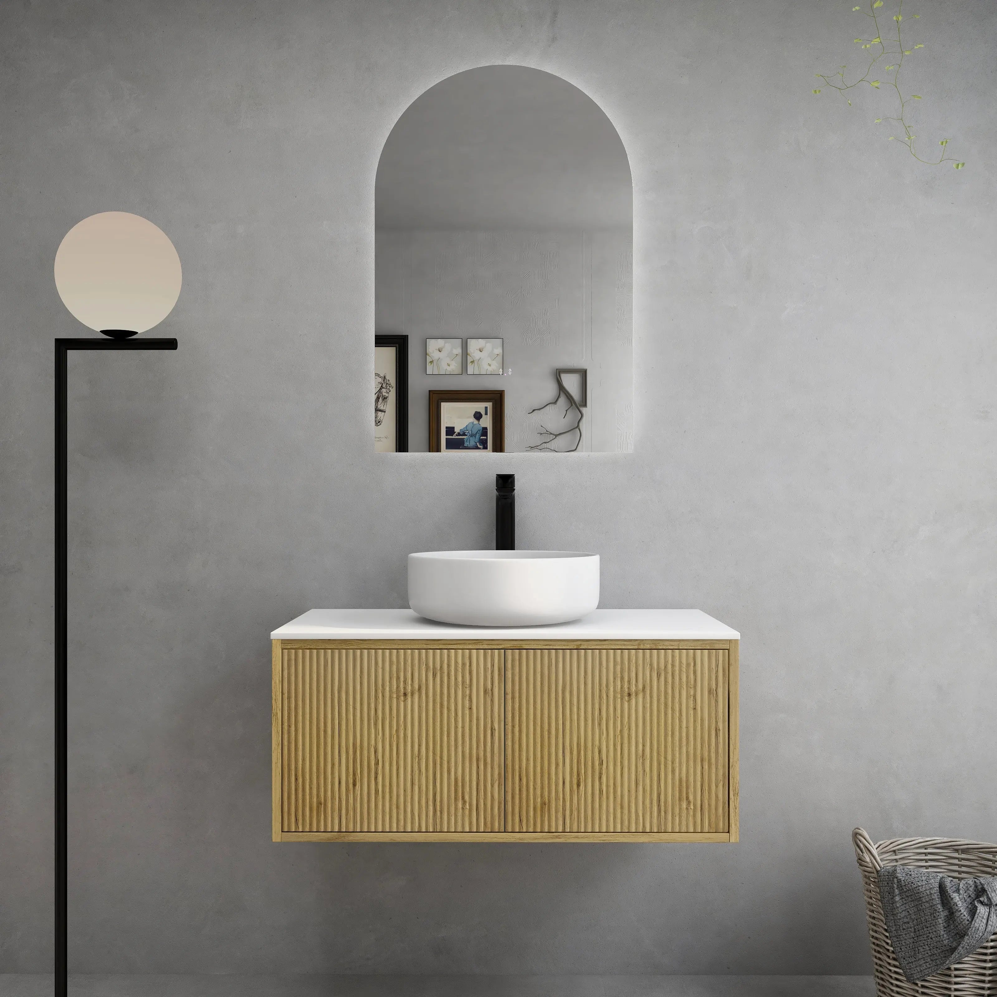 Bellevue PVC Wall Hung Vanity 900 (Prime Oak) Poseidon