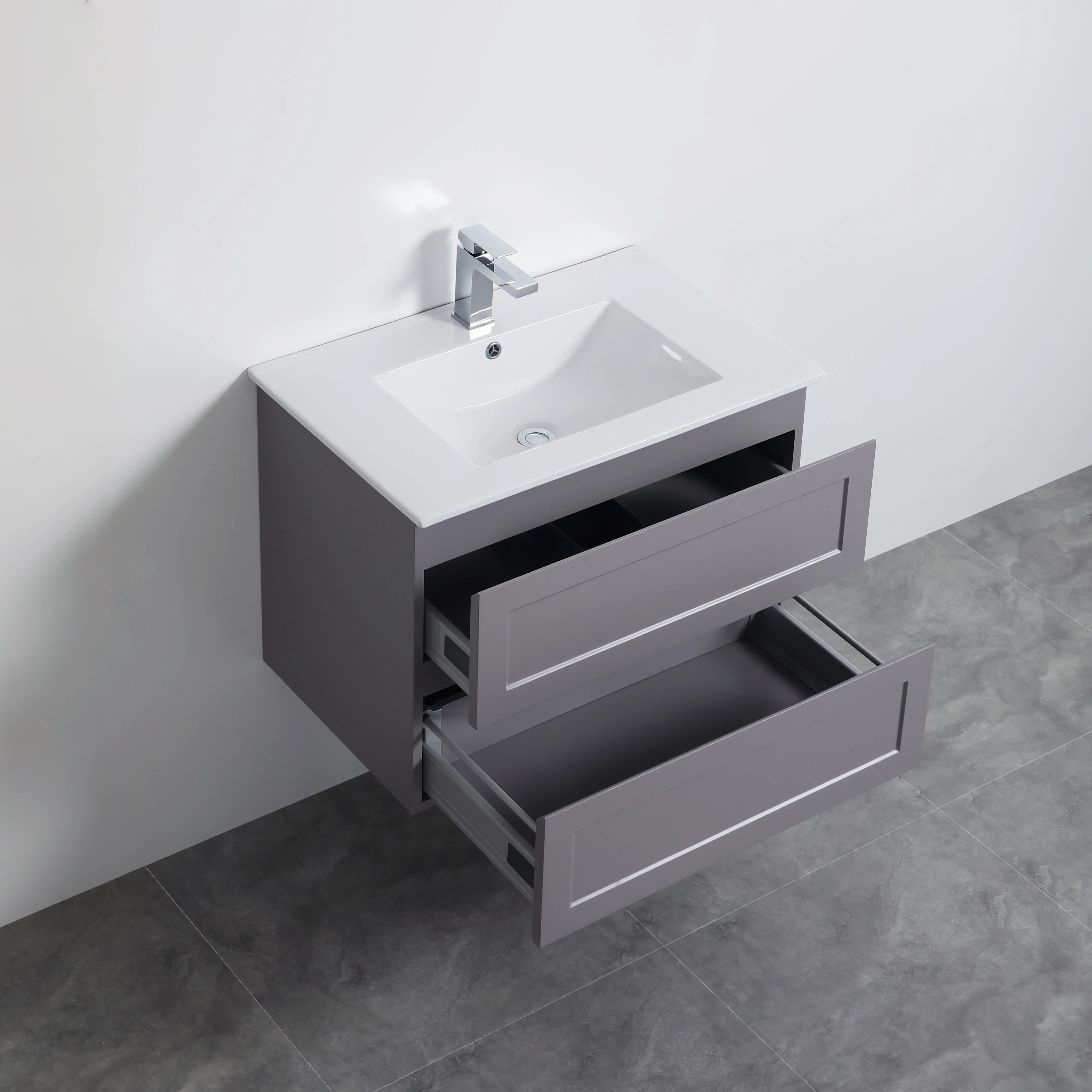 Fremantle PVC Wall Hung Cabinet Vanity 750mm (Matte Grey) Poseidon