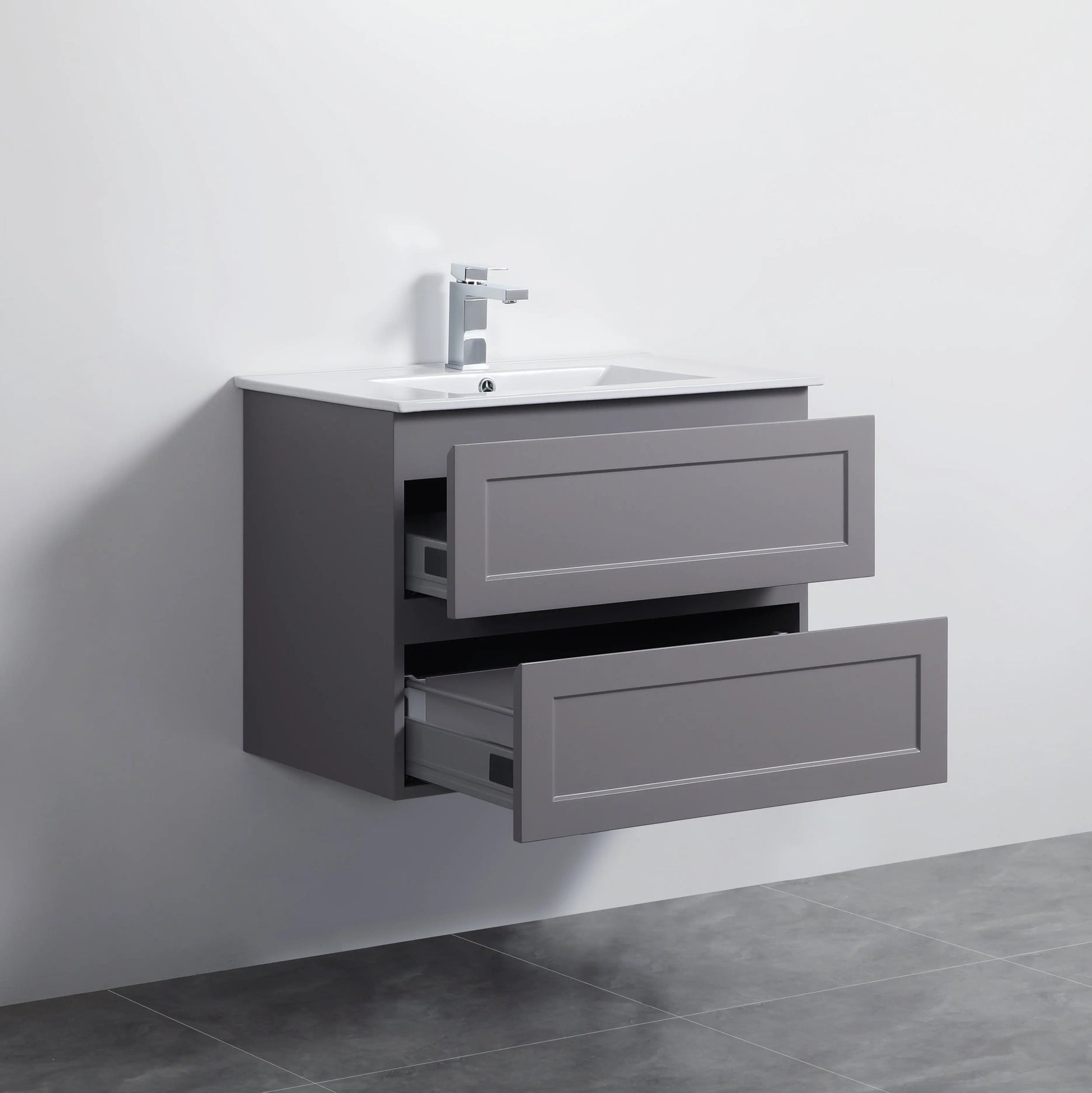 Fremantle PVC Wall Hung Cabinet Vanity 750mm (Matte Grey) Poseidon