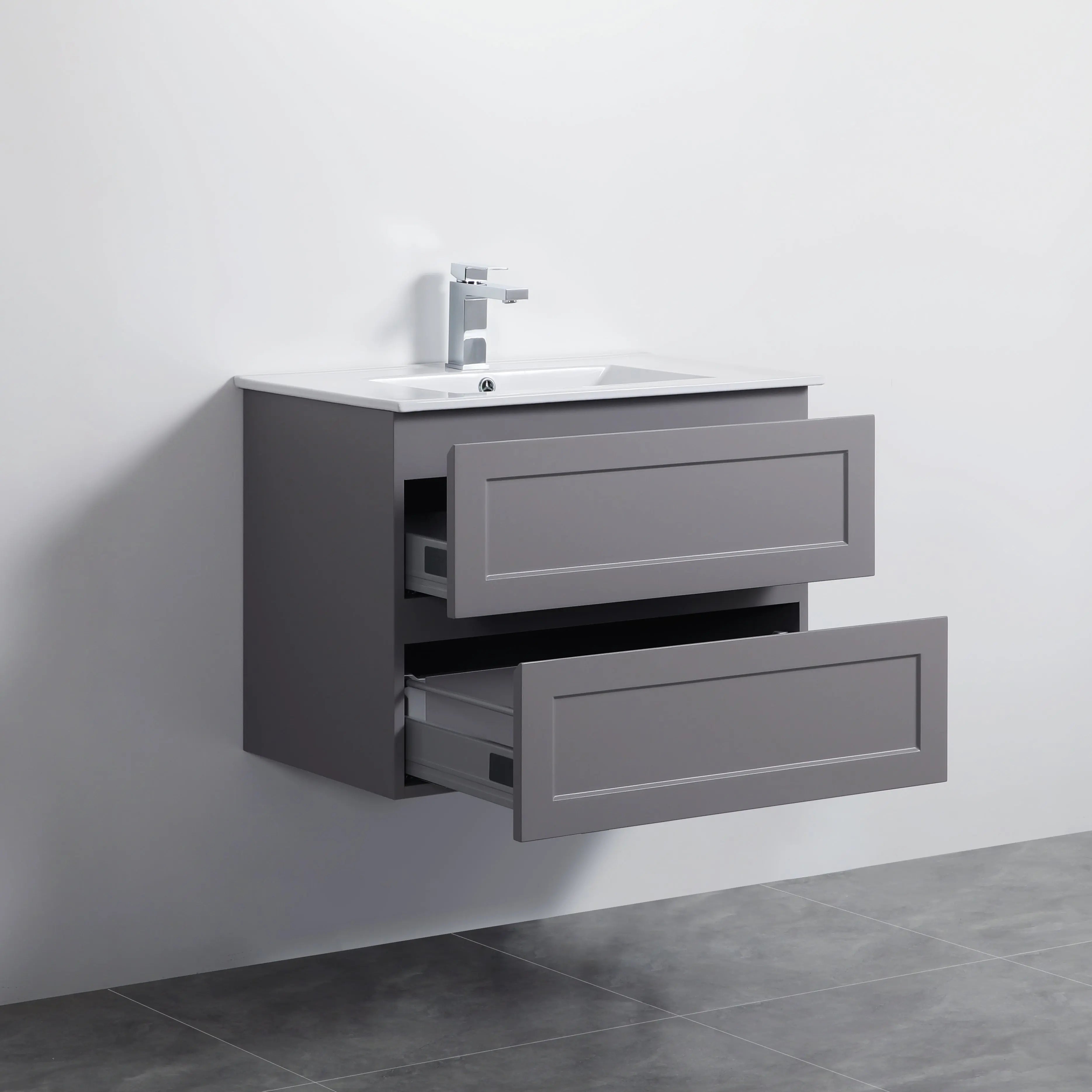 Fremantle PVC Wall Hung Cabinet Vanity 750mm (Matte Grey) Poseidon