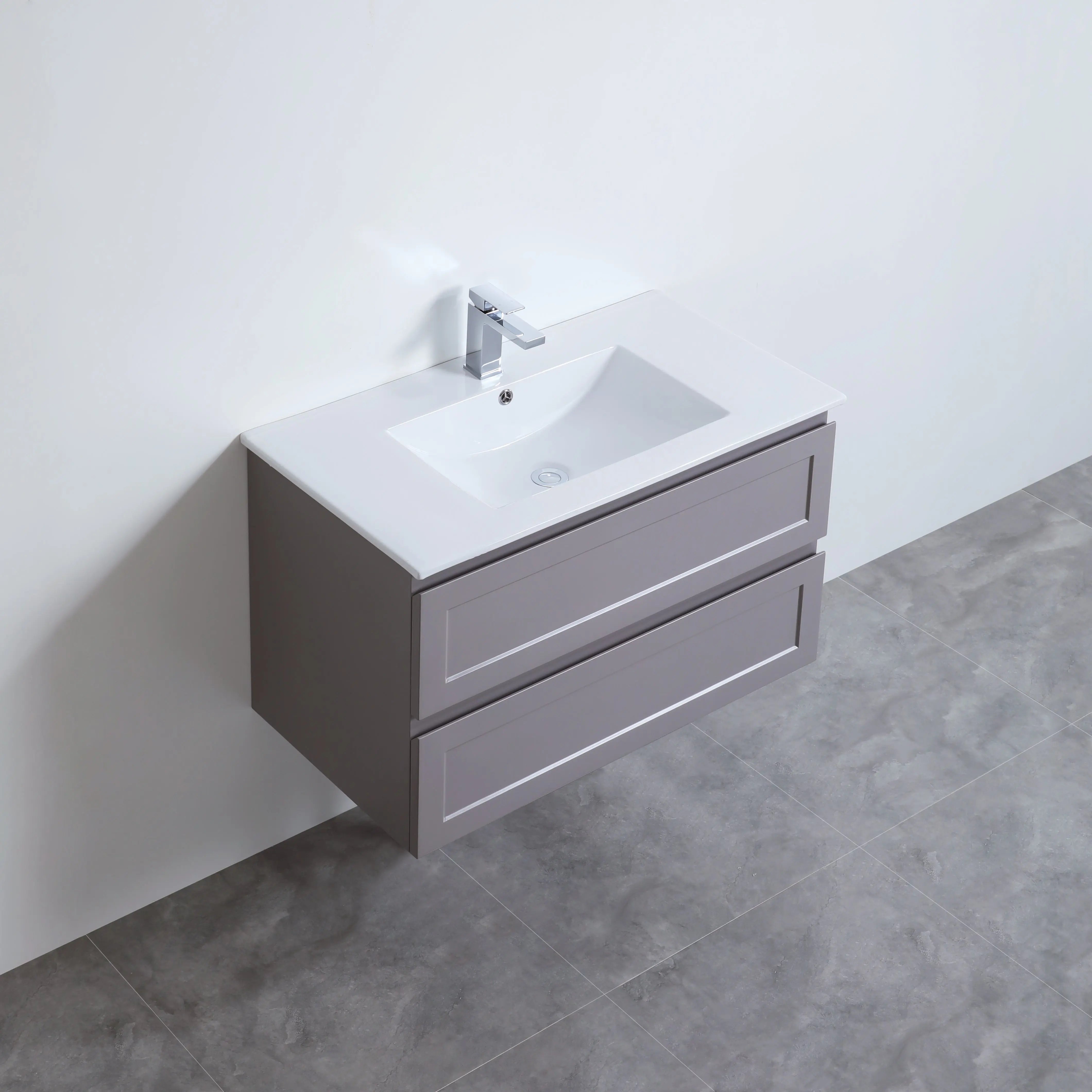 Fremantle PVC Wall Hung Cabinet Vanity 900mm (Matte Grey) Poseidon