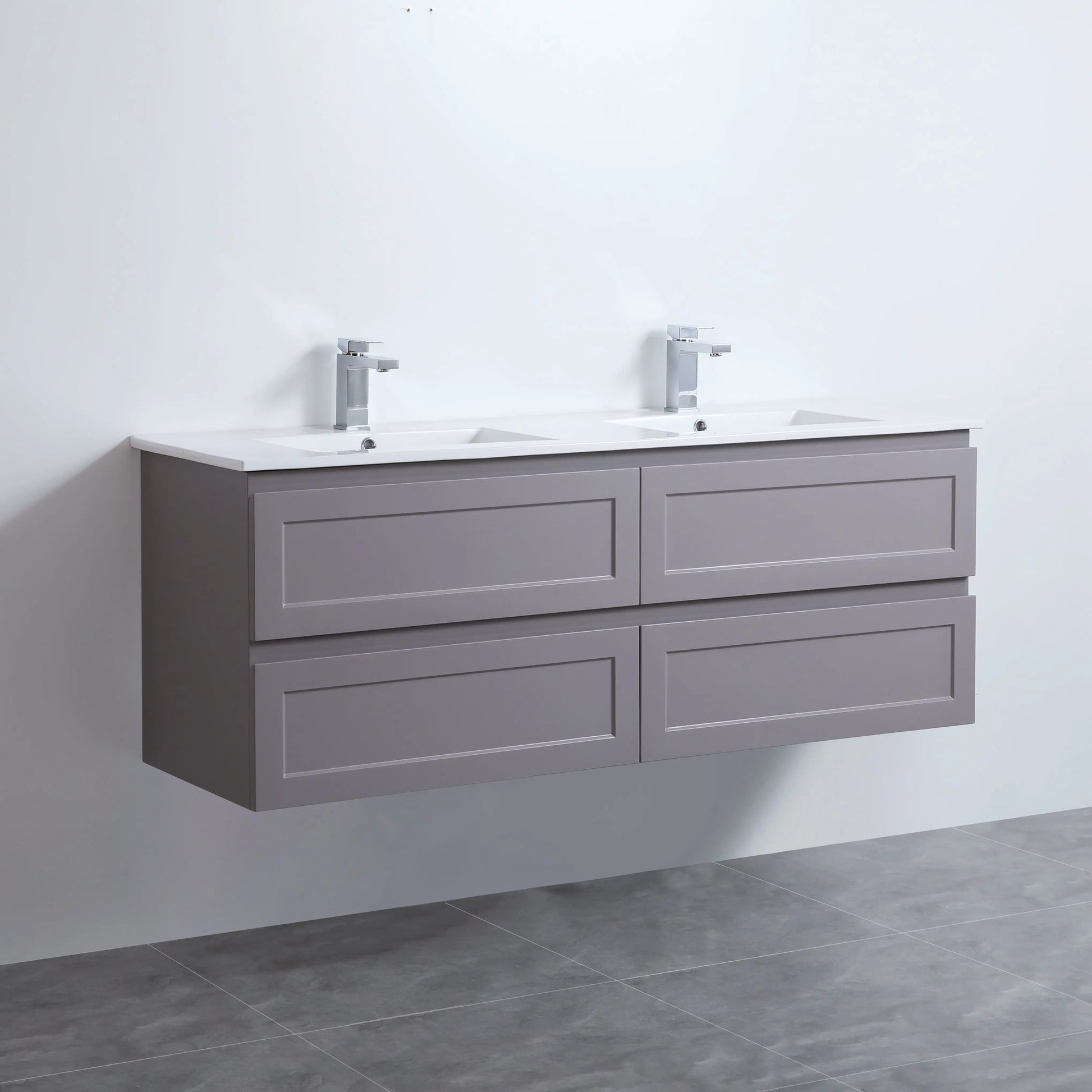 Fremantle PVC Wall Hung Cabinet Vanity 1500mm (Matte Grey) (Single/Double Bowl) Poseidon