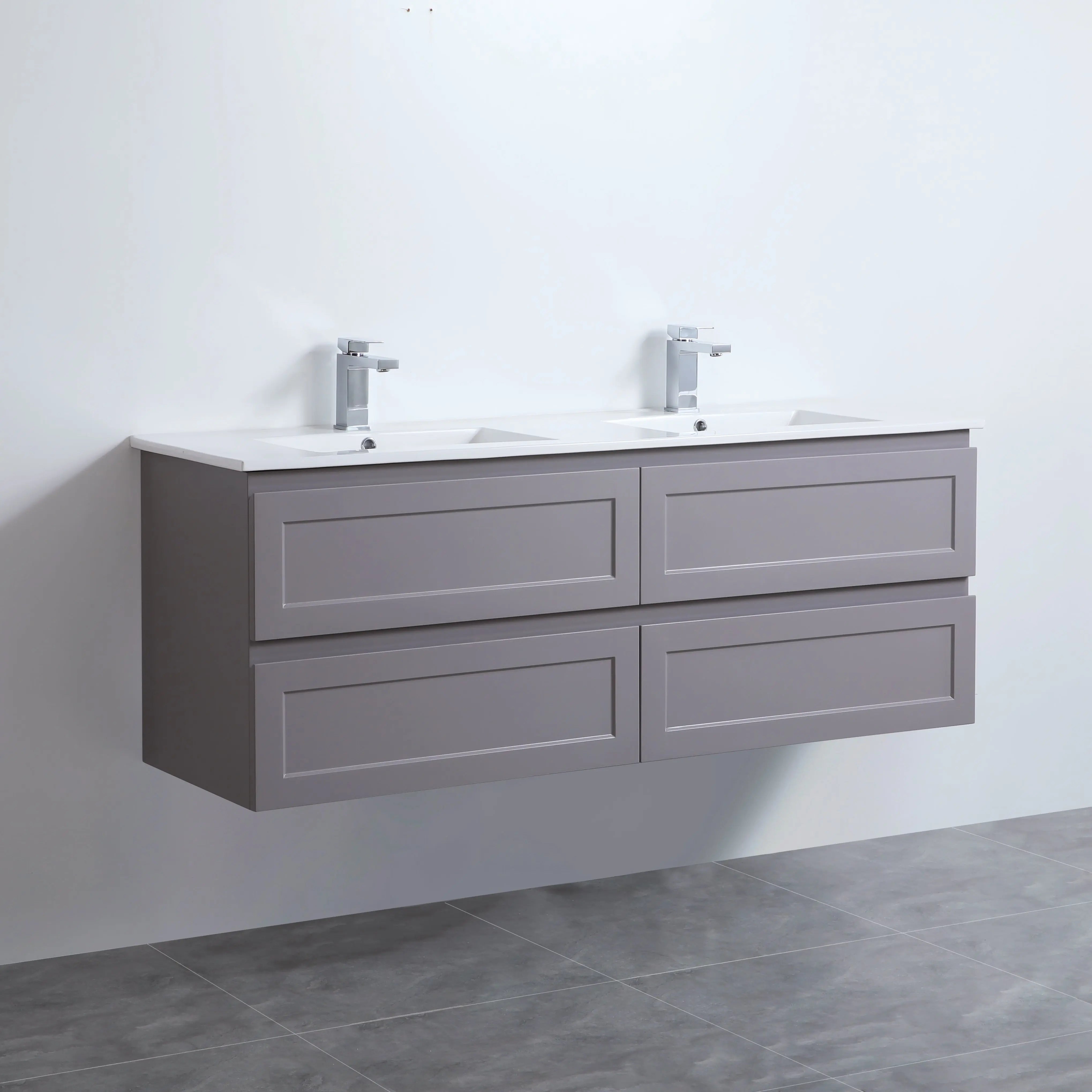 Fremantle PVC Wall Hung Cabinet Vanity 1500mm (Matte Grey) (Single/Double Bowl) Poseidon