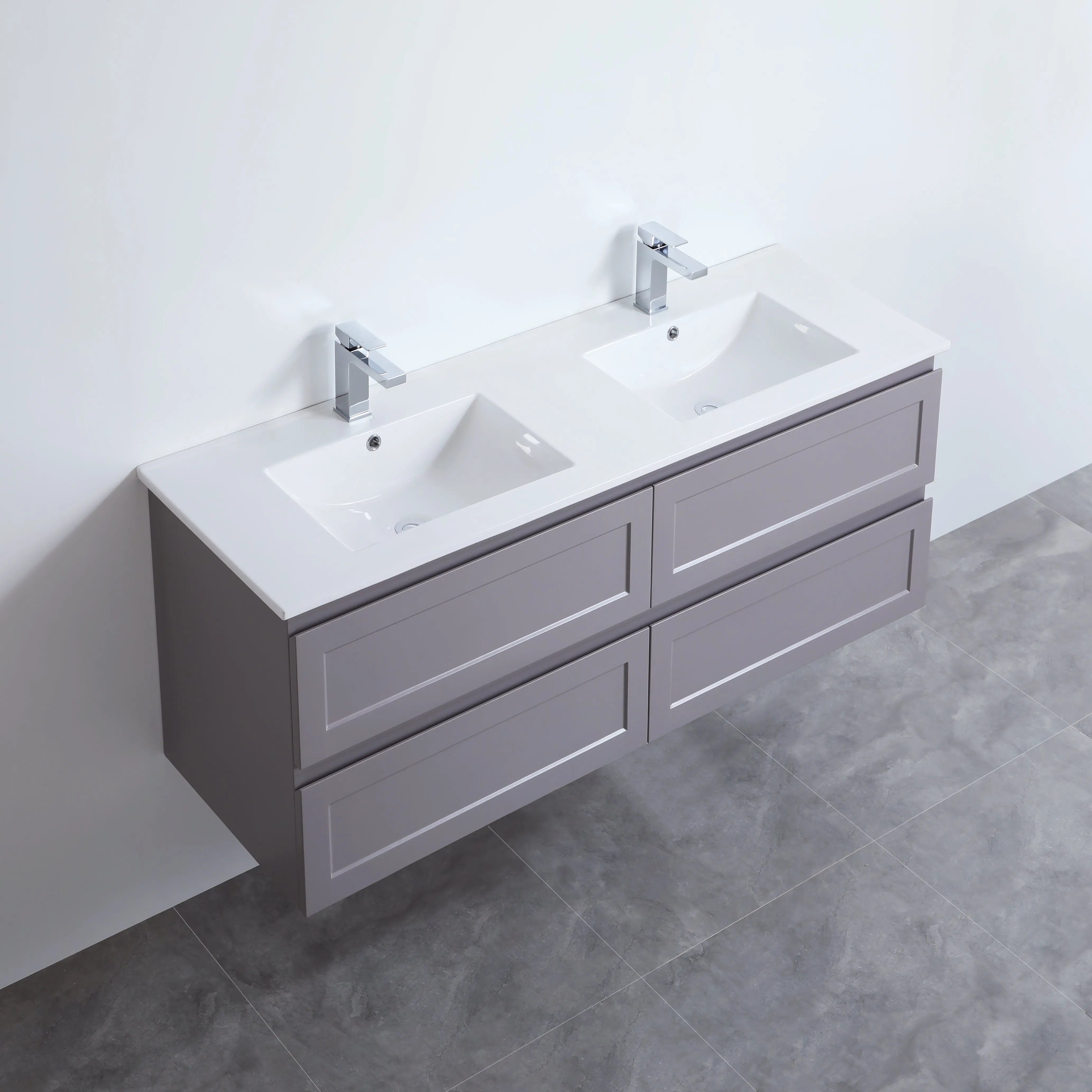 Fremantle PVC Wall Hung Cabinet Vanity 1500mm (Matte Grey) (Single/Double Bowl) Poseidon
