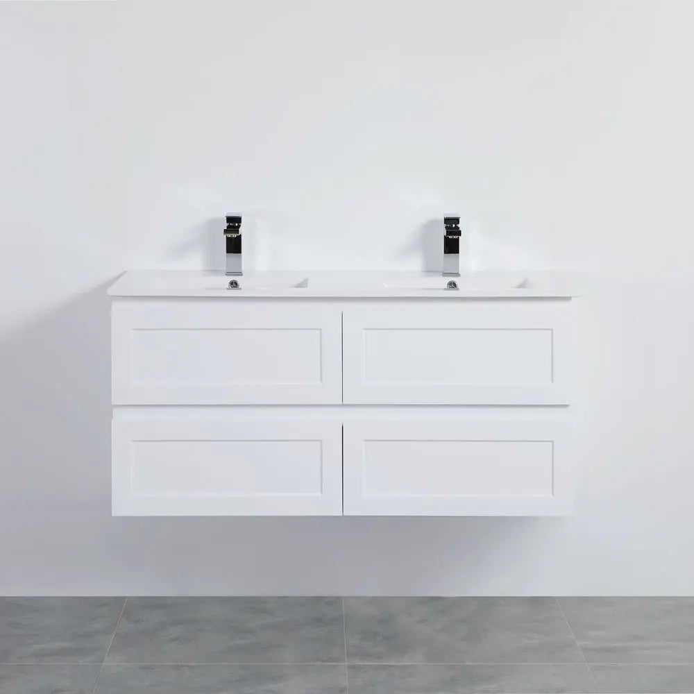 Fremantle PVC Wall Hung Cabinet Vanity 1200mm (Matte White) (Single/Double Bowl) Poseidon