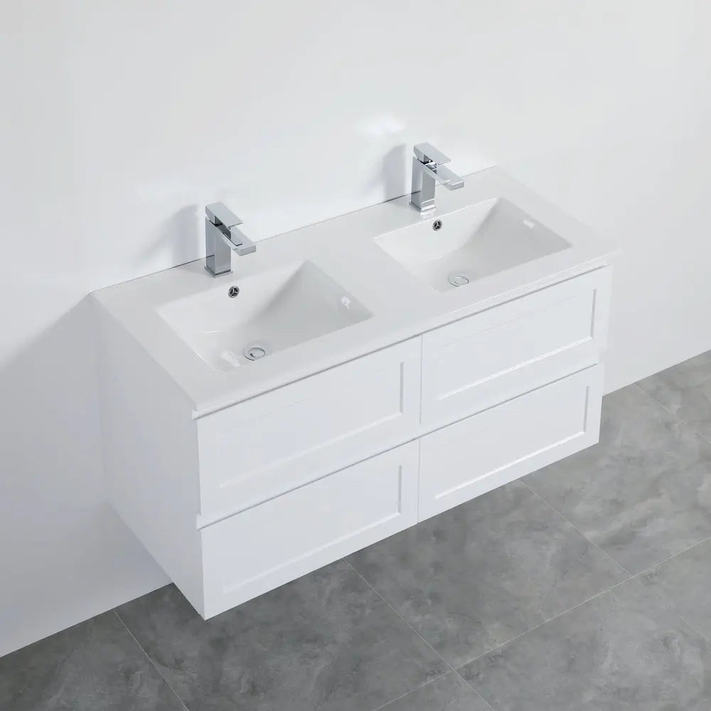 Fremantle PVC Wall Hung Cabinet Vanity 1200mm (Matte White) (Single/Double Bowl) Poseidon