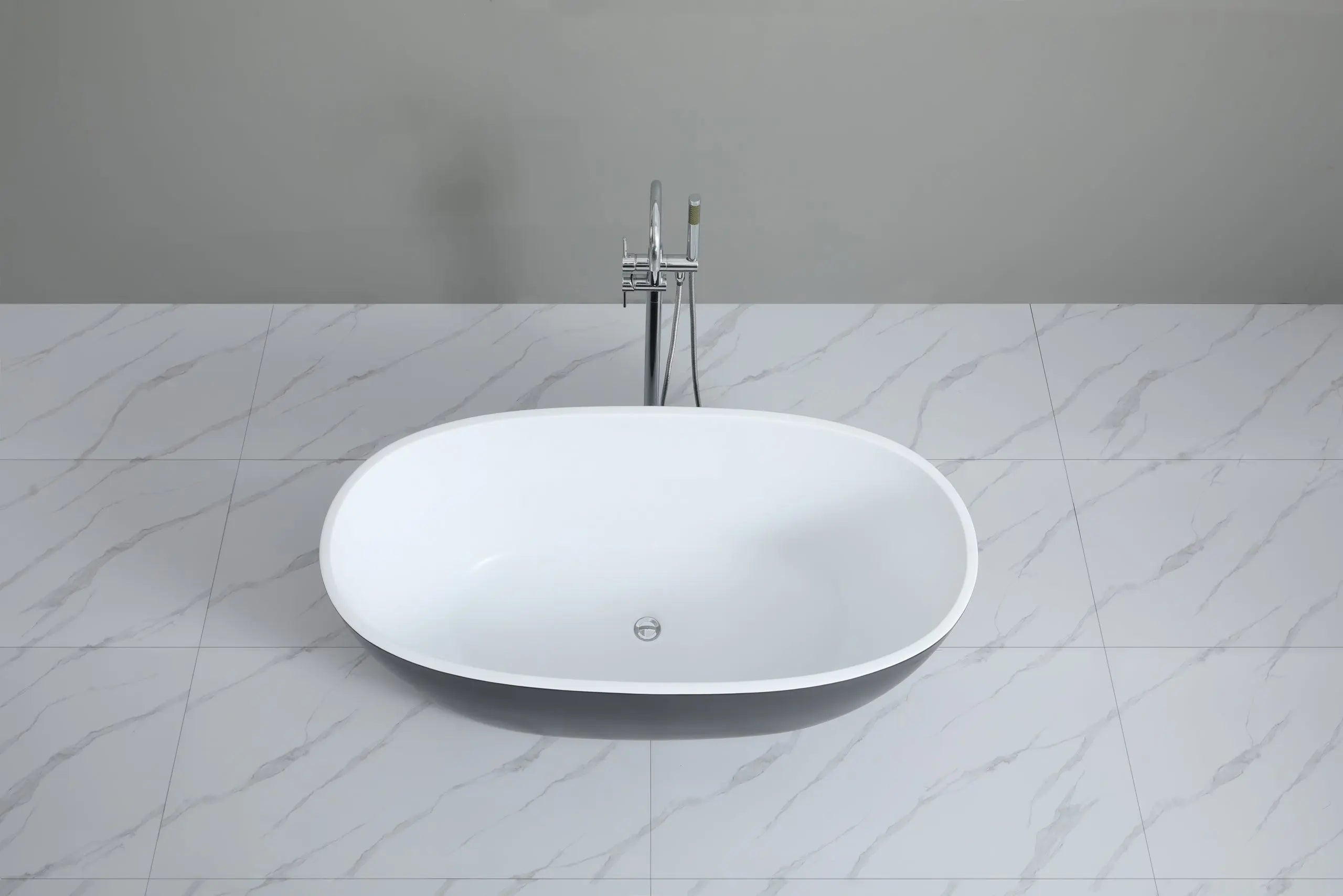 Stella Matte Black & Matte White Free Standing Bathtub 1700*810*590mm Poseidonbk