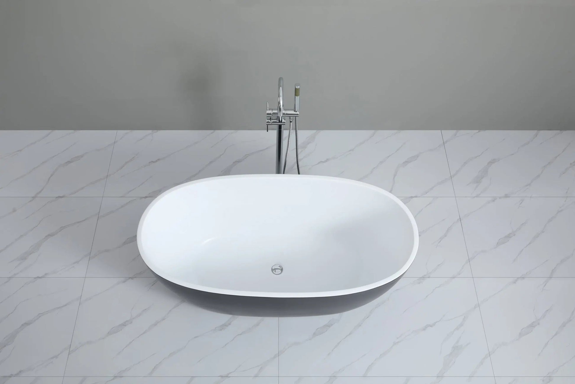 Stella Matte Black & Matte White Free Standing Bathtub 1700*810*590mm Poseidonbk