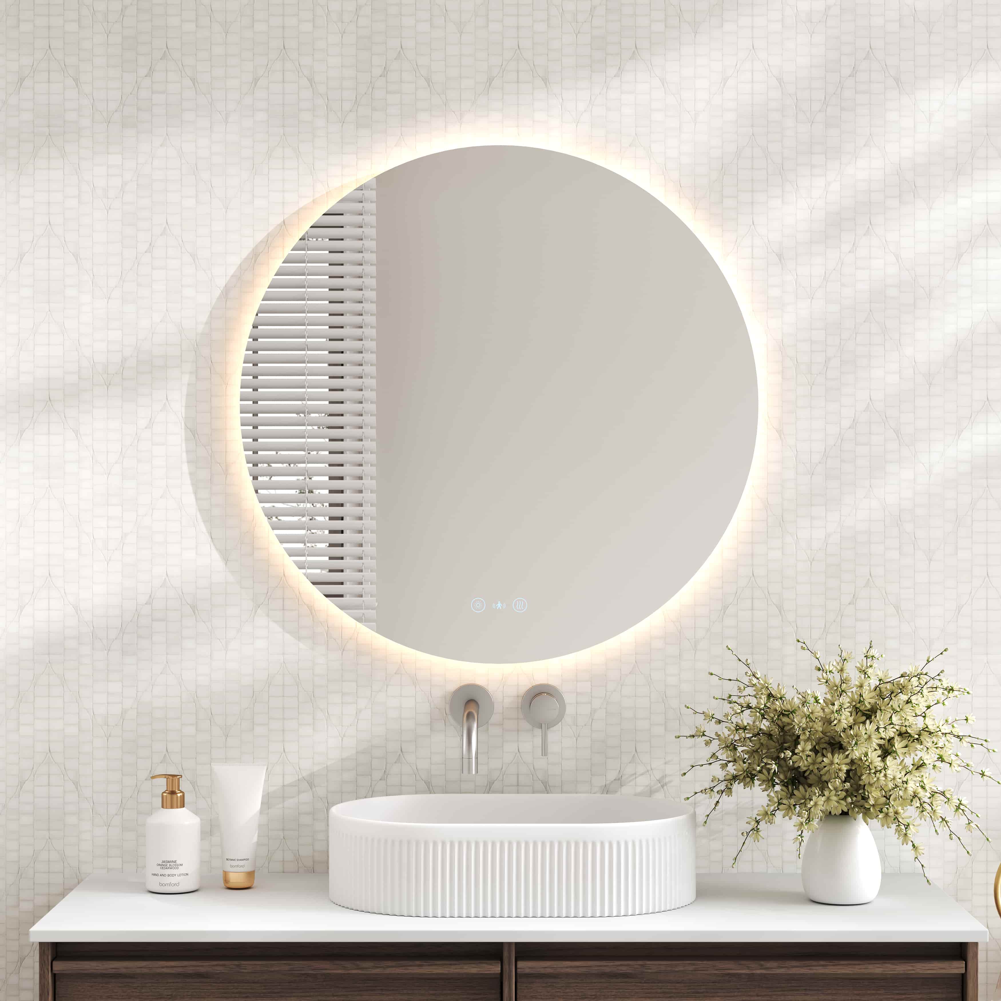 Luna LED Round Mirror 900mm - with Adjustable LED Lighting mercioaustralia