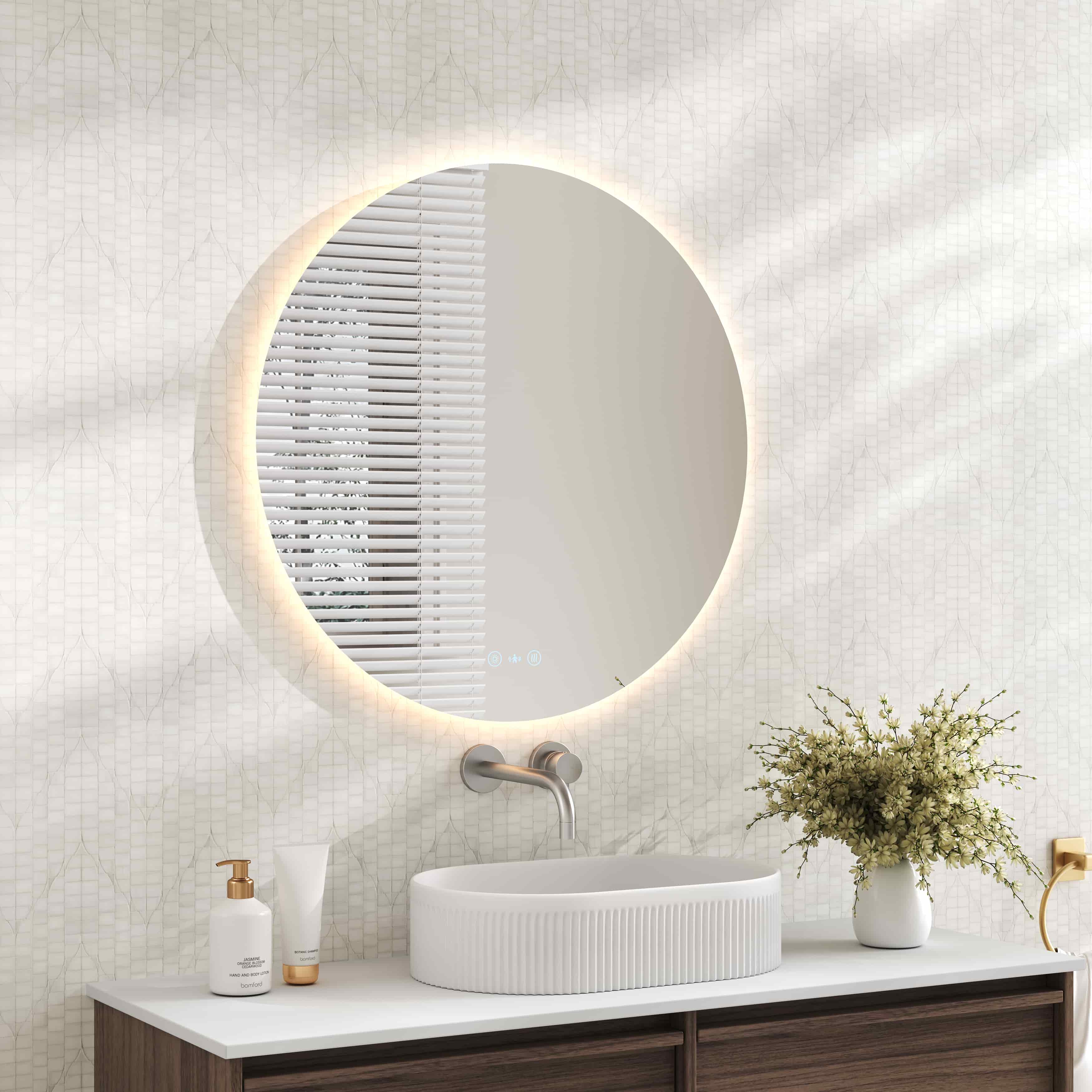 Luna LED Round Mirror 750mm - with Adjustable LED Lighting mercioaustralia