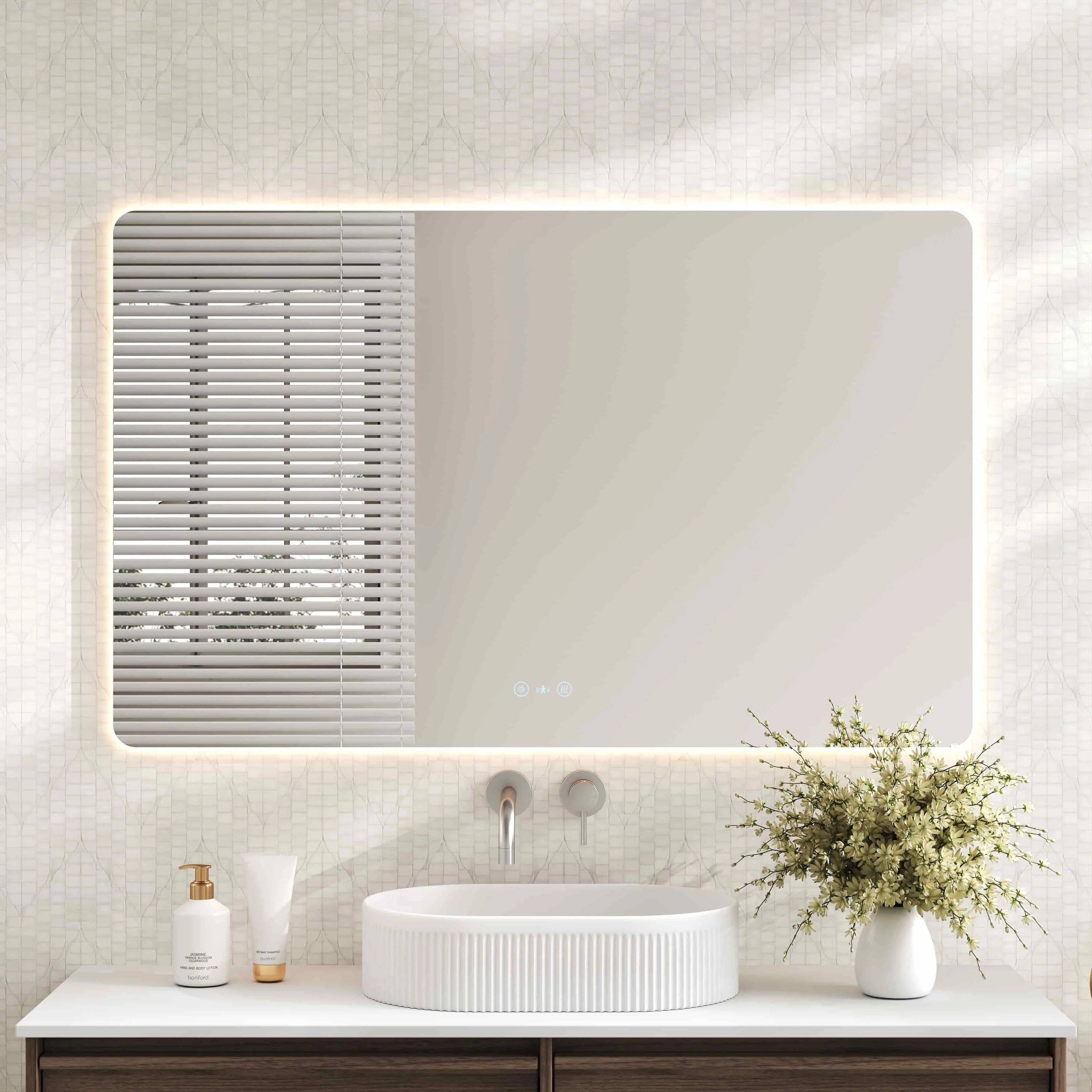 Luna LED Rectangular Mirror 1200mm - with Adjustable LED Lighting mercioaustralia