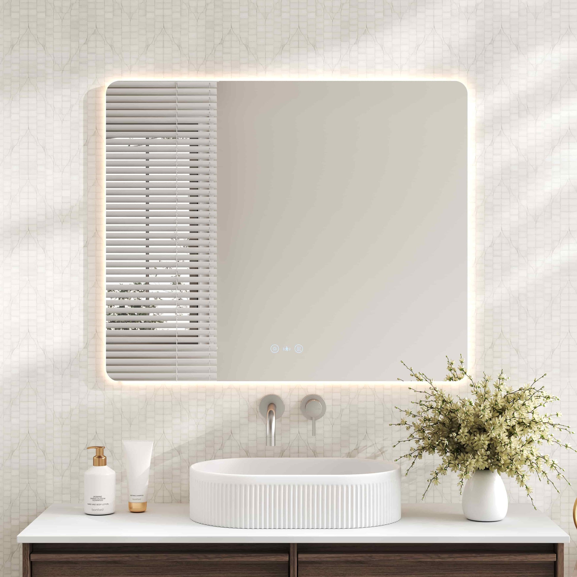Luna LED Rectangular Mirror 900mm - with Adjustable LED Lighting mercioaustralia