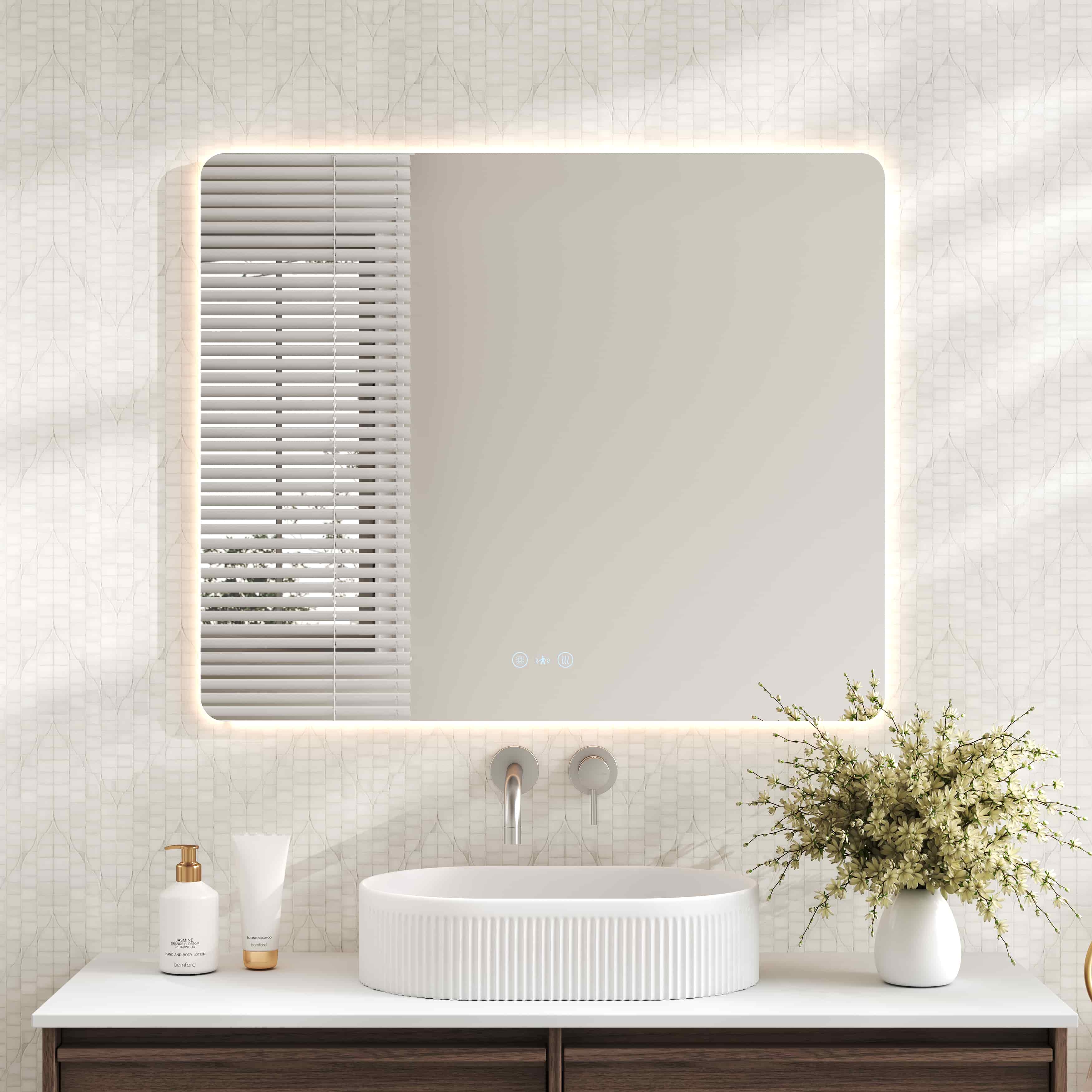 Luna LED Rectangular Mirror 900mm - with Adjustable LED Lighting mercioaustralia
