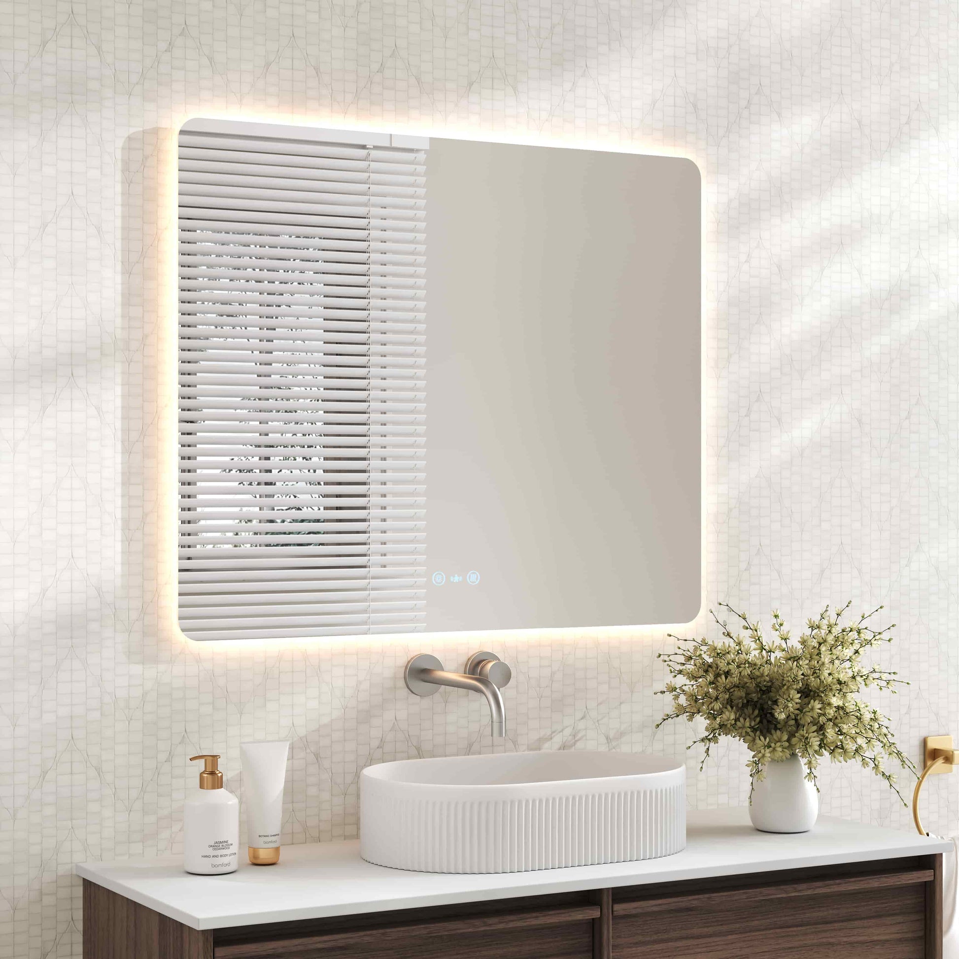 Luna LED Rectangular Mirror 900mm - with Adjustable LED Lighting mercioaustralia
