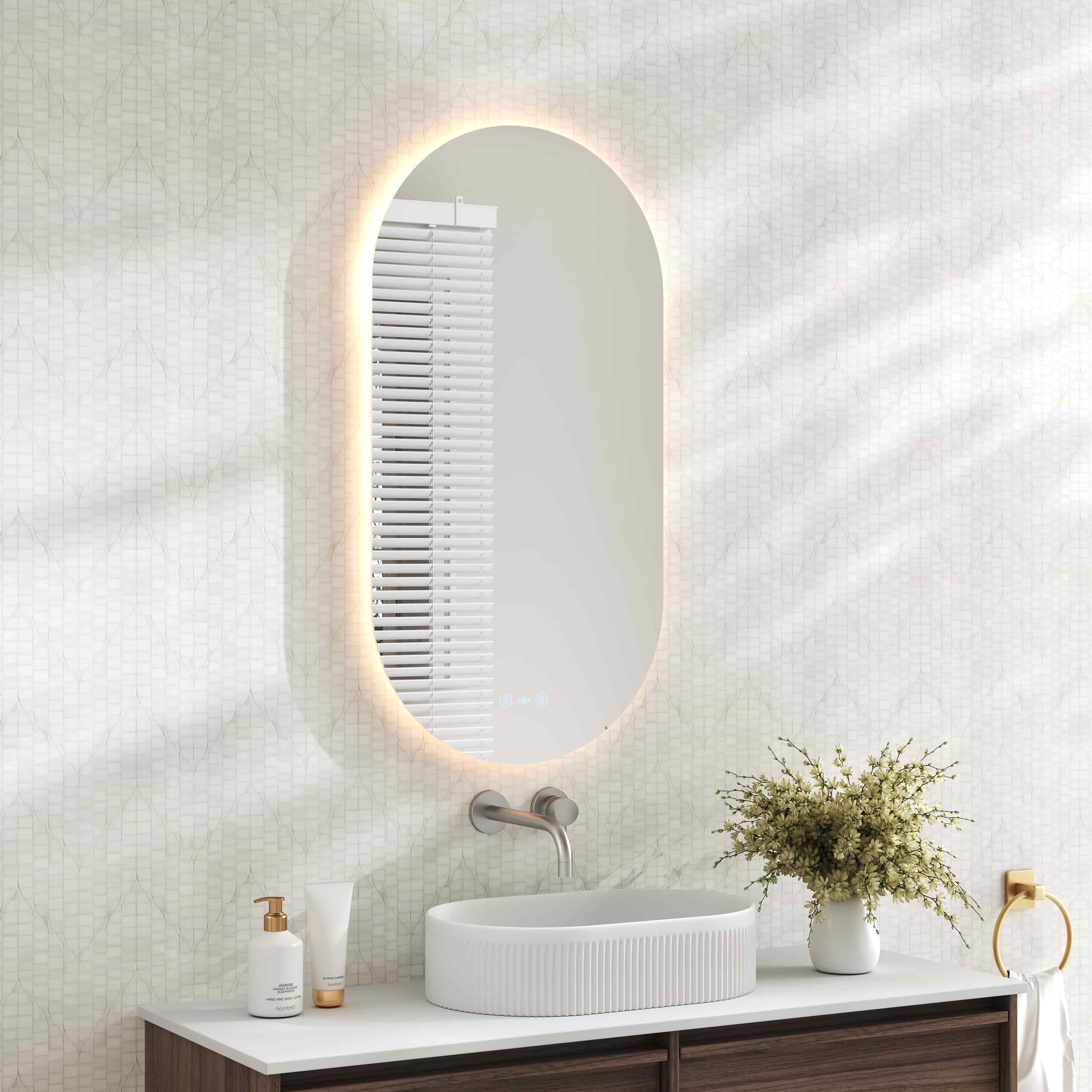 Luna LED Oval Mirror 500 x 900mm - with Adjustable LED Lighting mercioaustralia