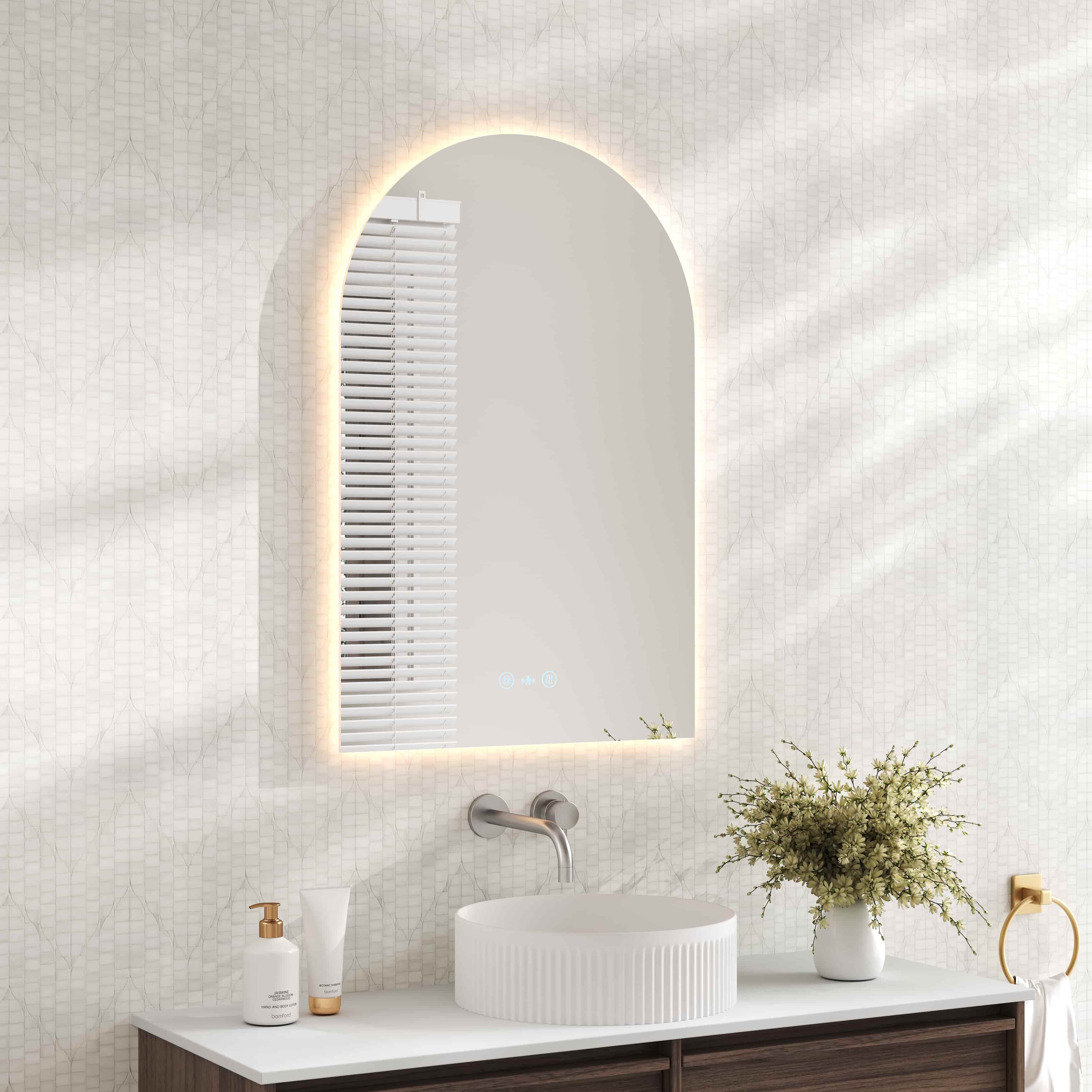 Luna LED Arch Mirror 600 x 900mm - with Adjustable LED Lighting mercioaustralia
