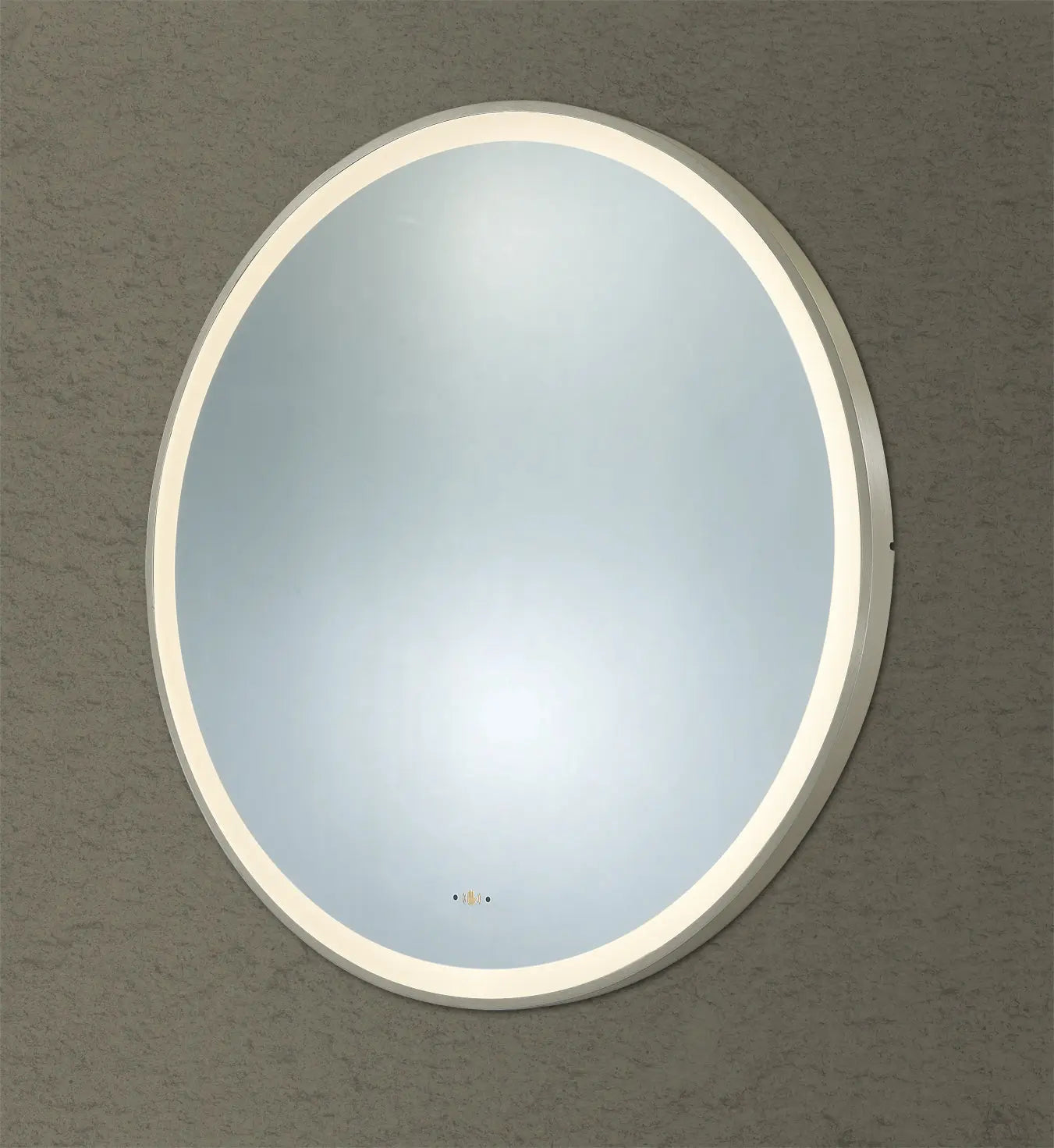 Luna Brushed Nickel Round Touchless 600 X 600 Framed LED Mirror - Three Light Temperatures Poseidonbk