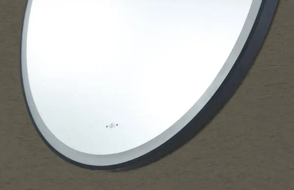 Luna Matte Black Round Touchless 600 X 600 Framed LED Mirror - Three Light Temperatures Poseidonbk