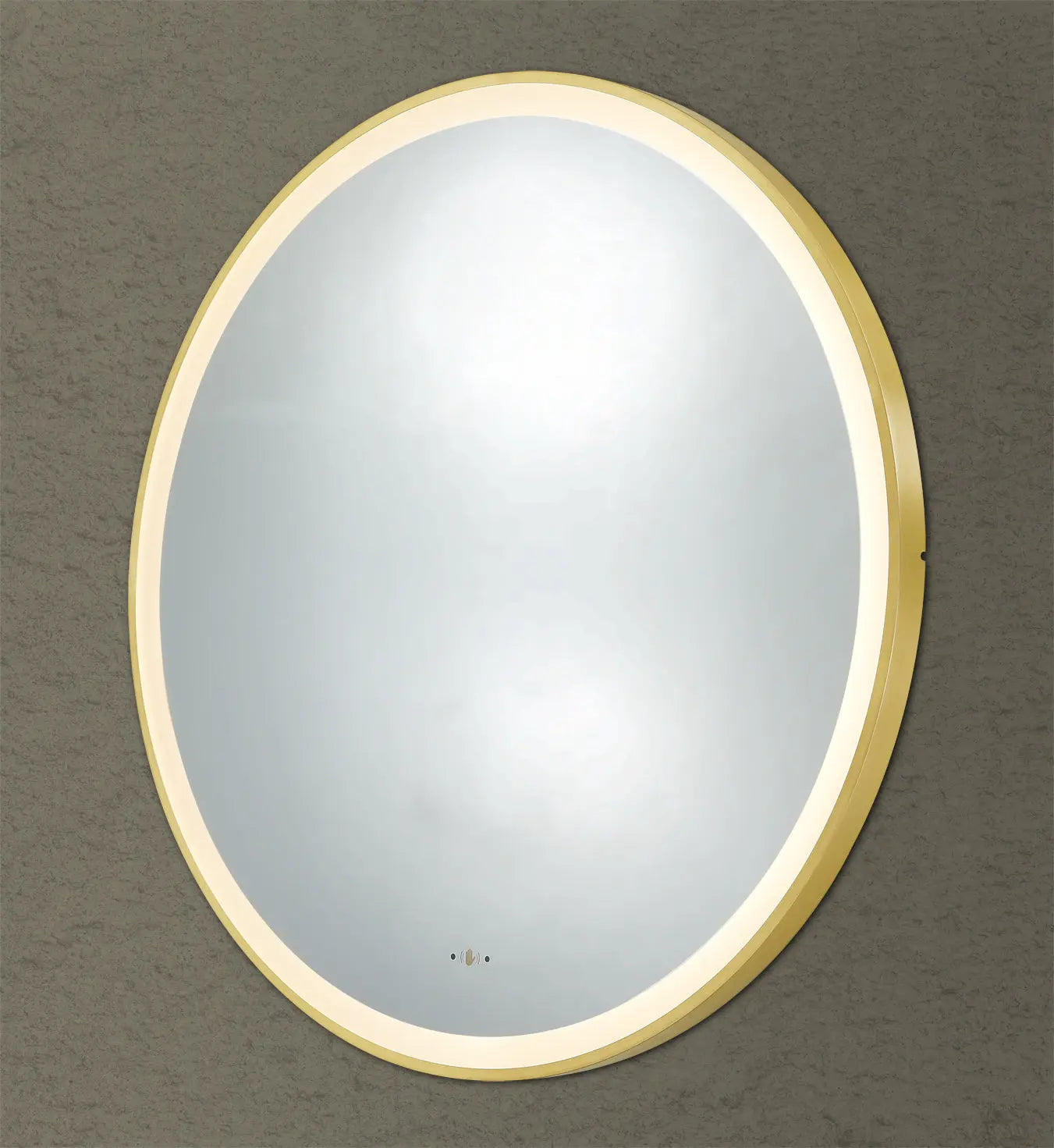 Luna Brushed Gold Round Touchless 800 X 800 Framed LED Mirror - Three Light Temperatures Poseidonbk
