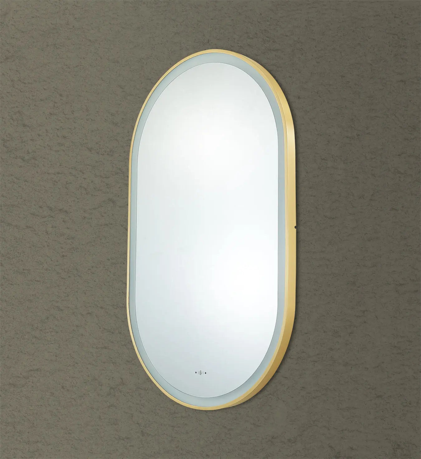 Olivia Brushed Gold Oval Touchless 450 X 900 Framed LED Mirror - Three Light Temperatures Poseidonbk