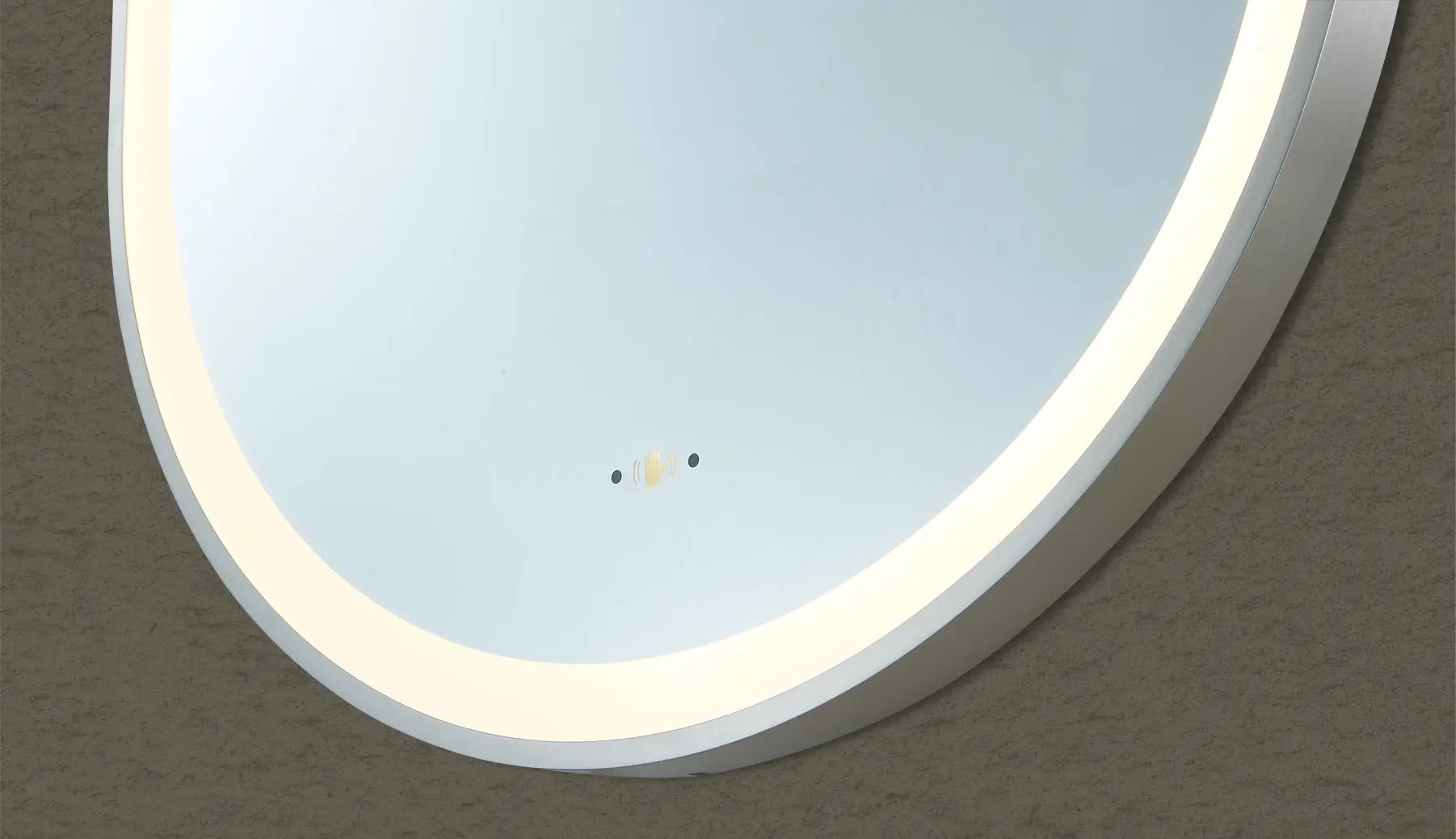 Olivia Brushed Nickel Oval Touchless 450 X 900 Framed LED Mirror - Three Light Temperatures Poseidonbk