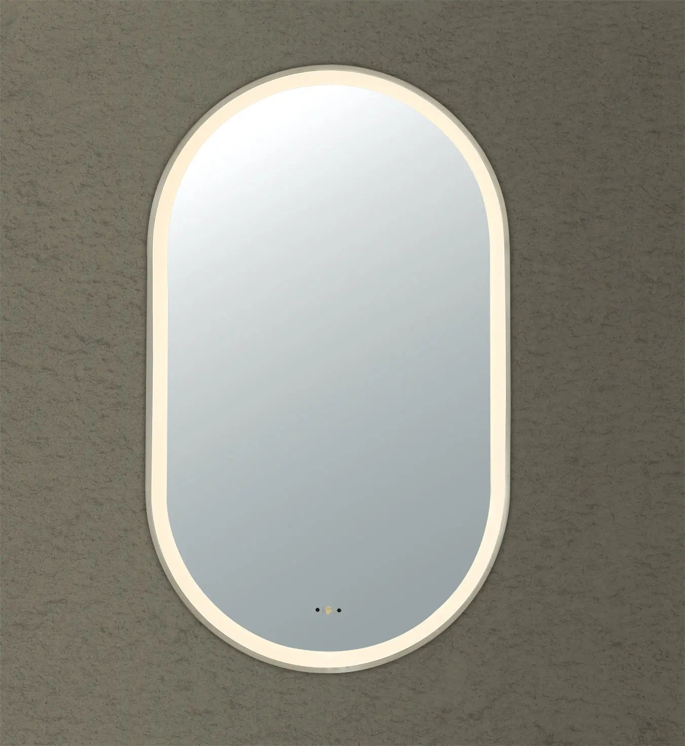 Olivia Gun Metal Oval Touchless 450 X 900 Framed LED Mirror - Three Light Temperatures Poseidonbk