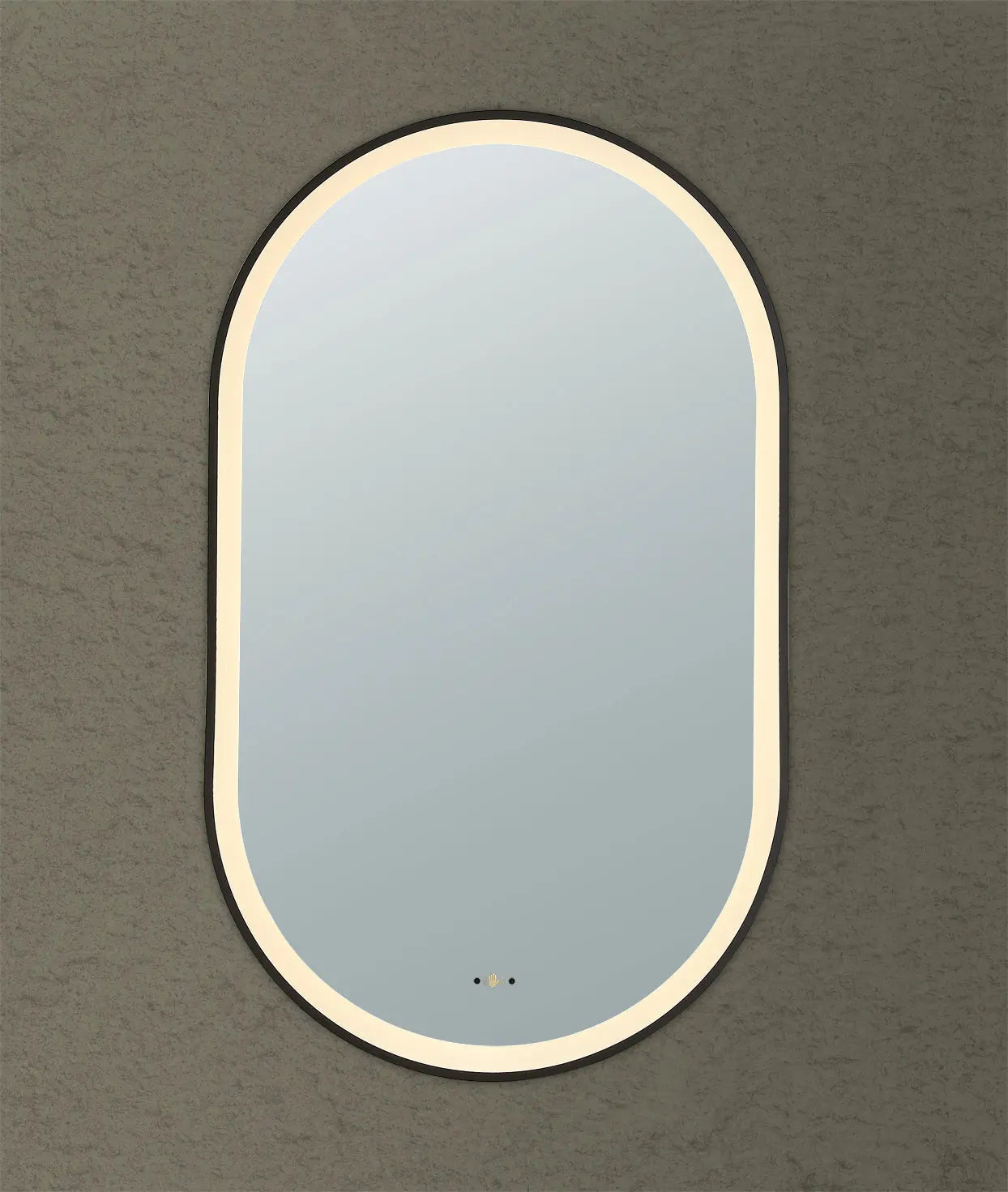 Olivia Matte Black Oval Touchless 450 X 900 Framed LED Mirror - Three Light Temperatures Poseidonbk