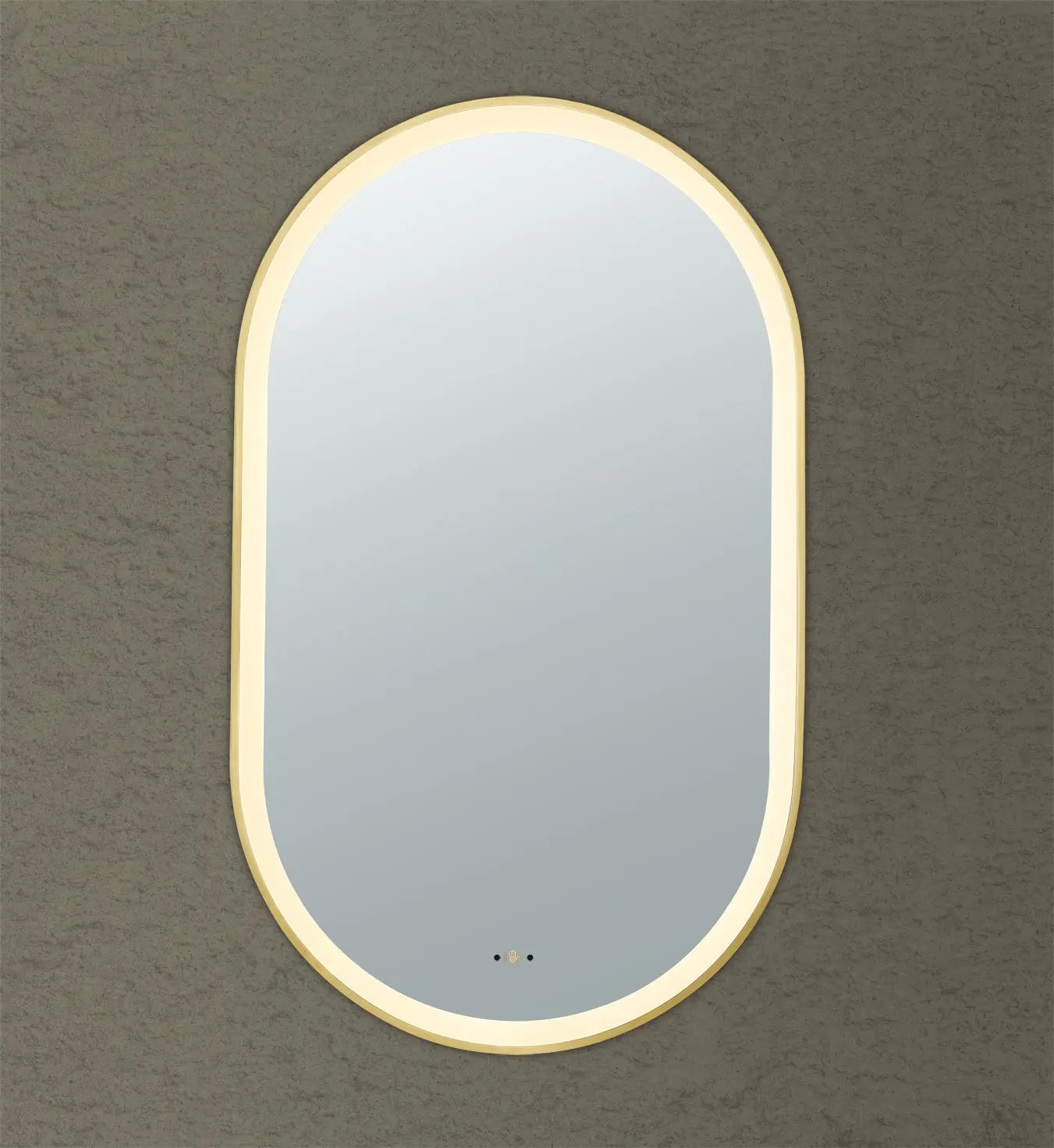Olivia Brushed Gold Oval Touchless 600 X 1000 Framed LED Mirror - Three Light Temperatures Poseidonbk