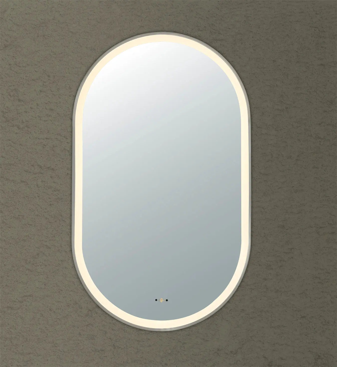 Olivia Brushed Nickel Oval Touchless 600 X 1000 Framed LED Mirror - Three Light Temperatures Poseidonbk