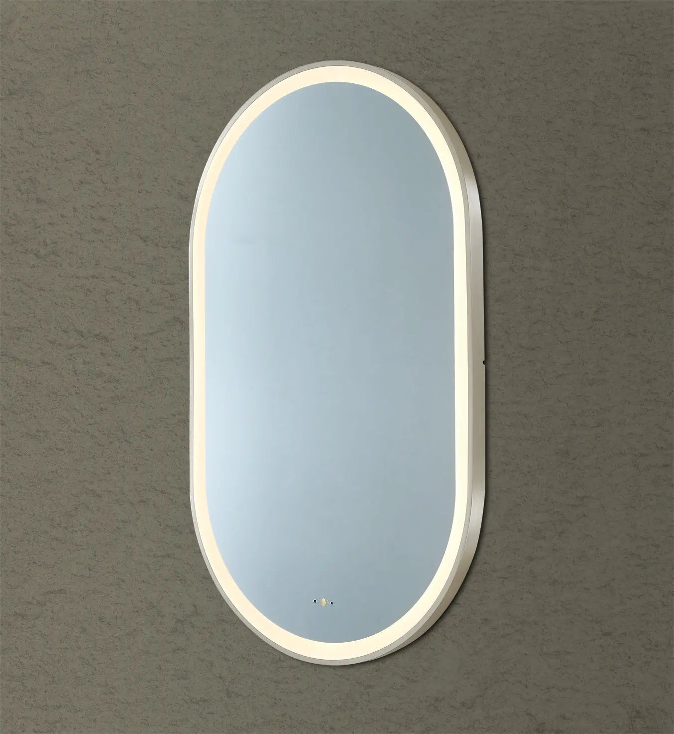 Olivia Gun Metal Oval Touchless 600 X 1000 Framed LED Mirror - Three Light Temperatures Poseidonbk