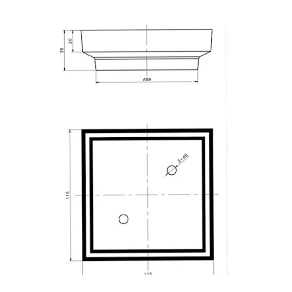 115x115x35mm Brushed Nickel Tile Insert Drain Aquaperla