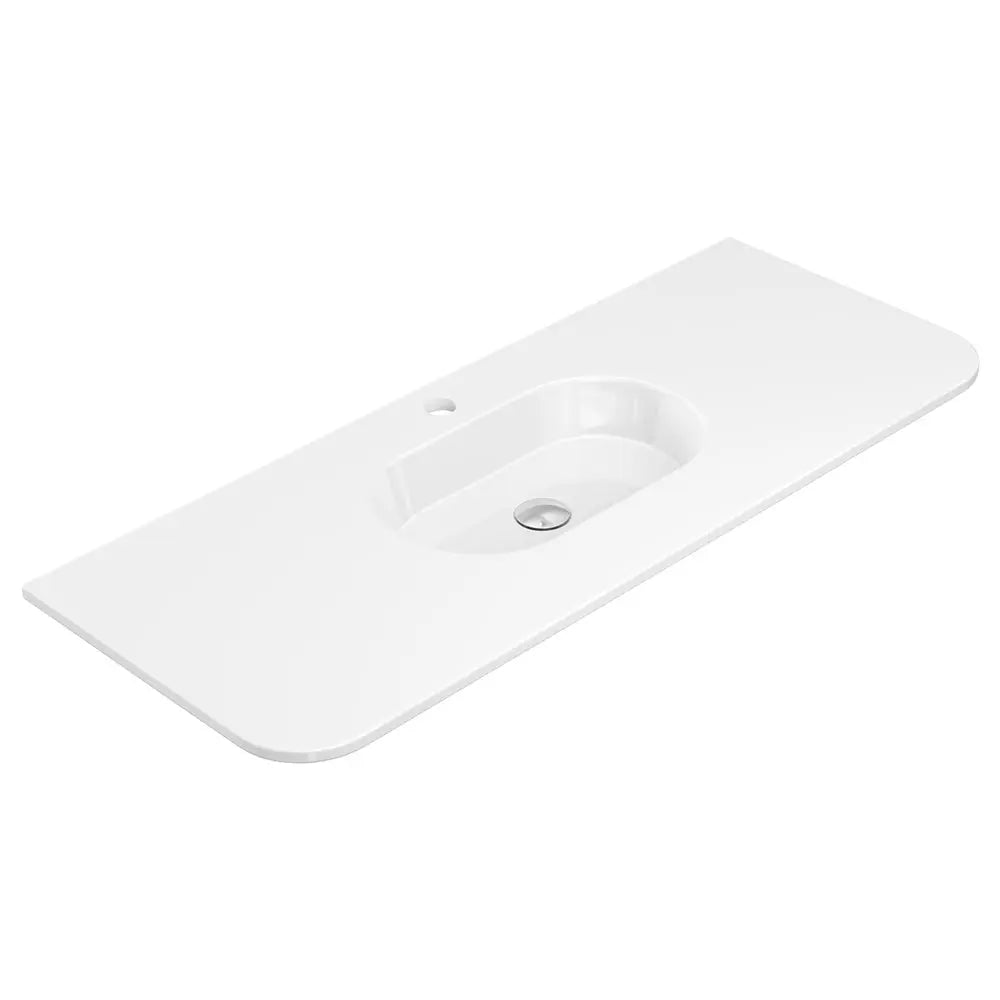 Lola Gloss Full Depth Curved Ceramic Basin Top 1200mm 1-Tap-Hole fienza