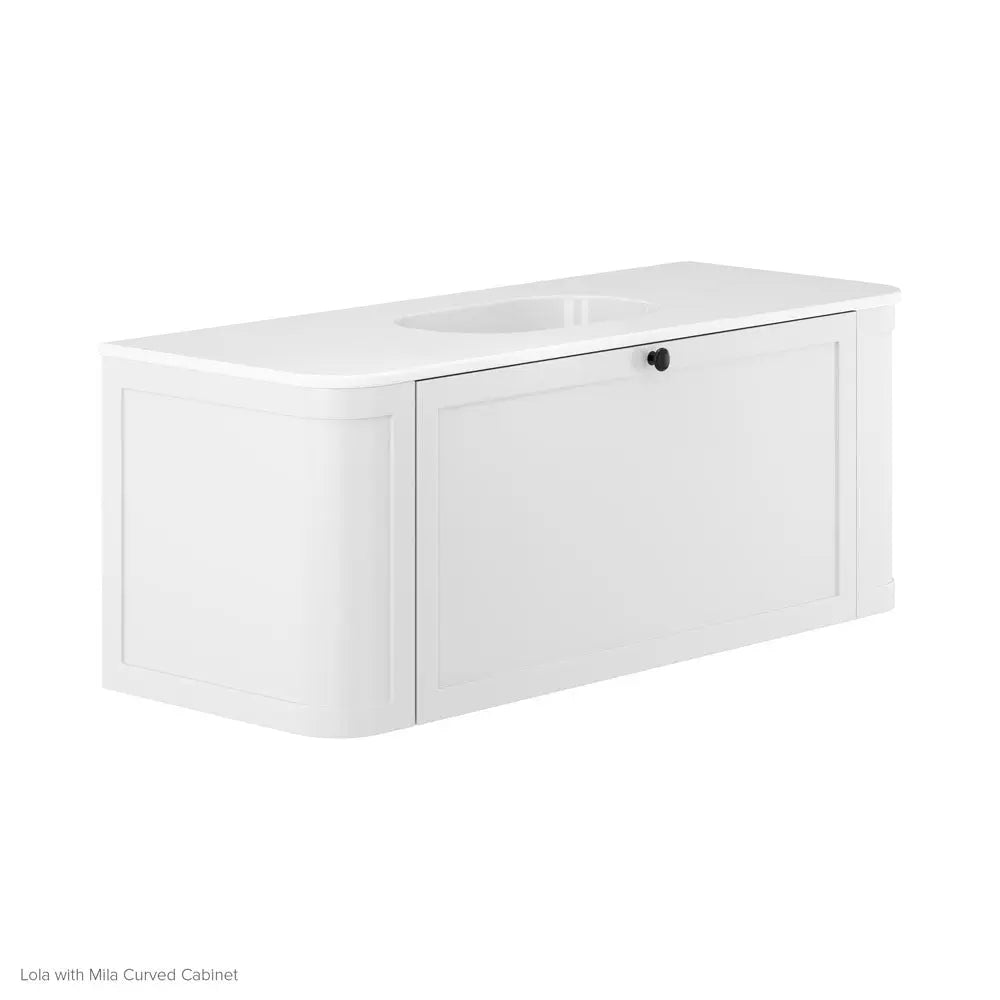 Lola Gloss Full Depth Curved Ceramic Basin Top 1200mm No-Tap-Hole fienza