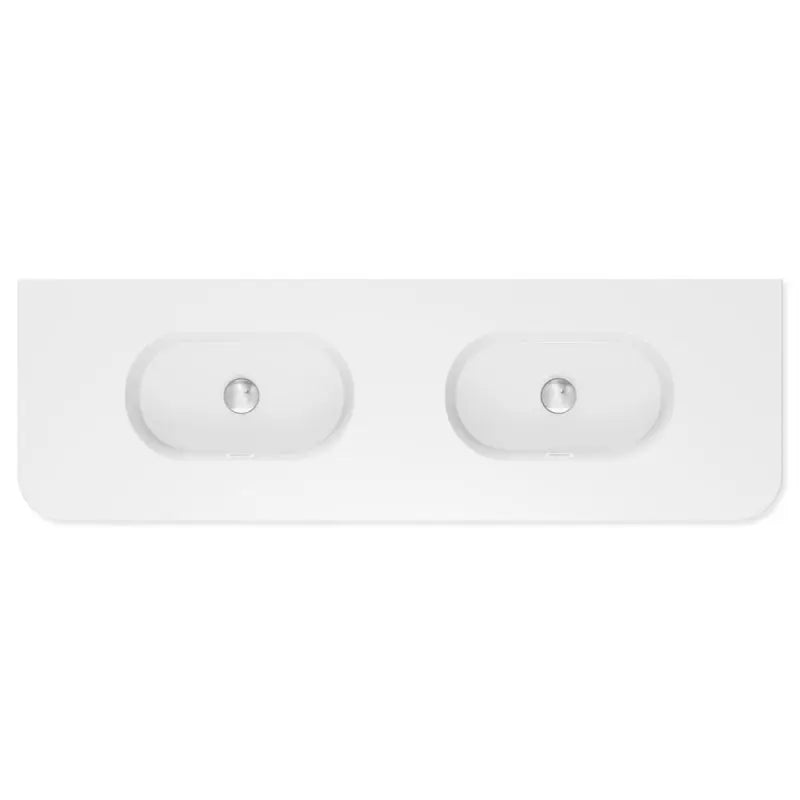 Lola Gloss Full Depth Curved Ceramic Basin Top Double Bowl 1500mm No-Tap-Hole fienza