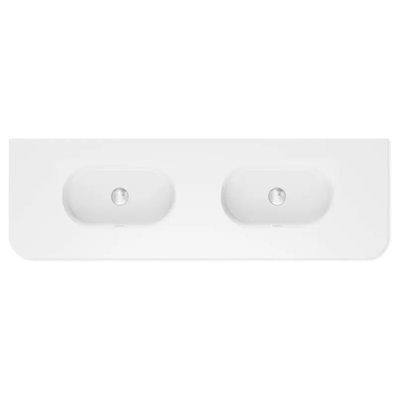 Lola Matte Full Depth Curved Ceramic Basin Top Double Bowl 1500mm 1-Tap-Hole fienza