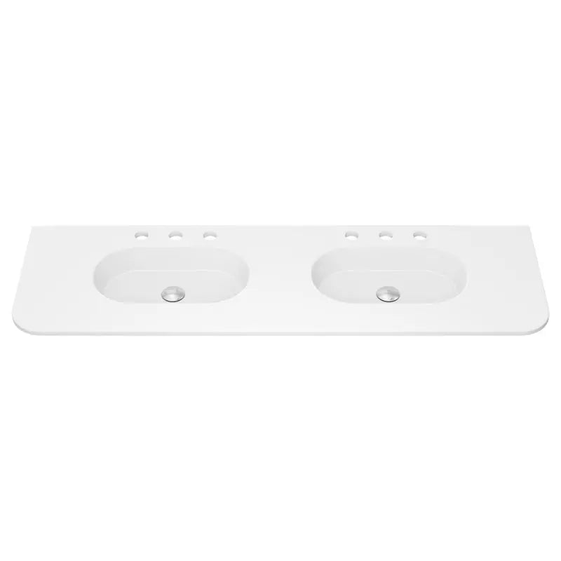Lola Matte Full Depth Curved Ceramic Basin Top Double Bowl 1500mm 3-Tap-Hole fienza