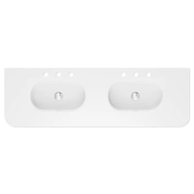 Lola Matte Full Depth Curved Ceramic Basin Top Double Bowl 1500mm 3-Tap-Hole fienza