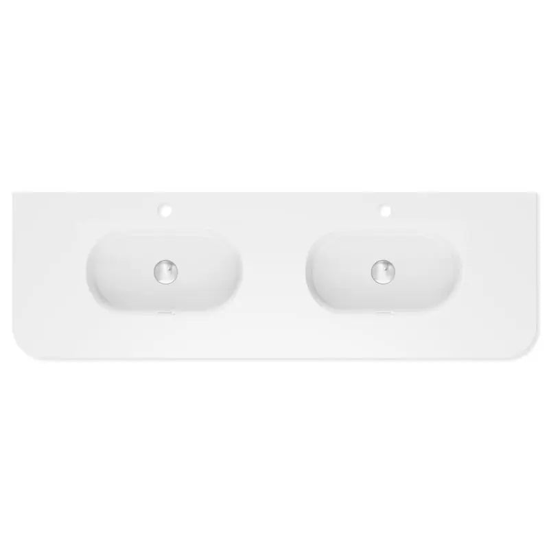 Lola Matte Full Depth Curved Ceramic Basin Top Double Bowl 1500mm 1-Tap-Hole fienza