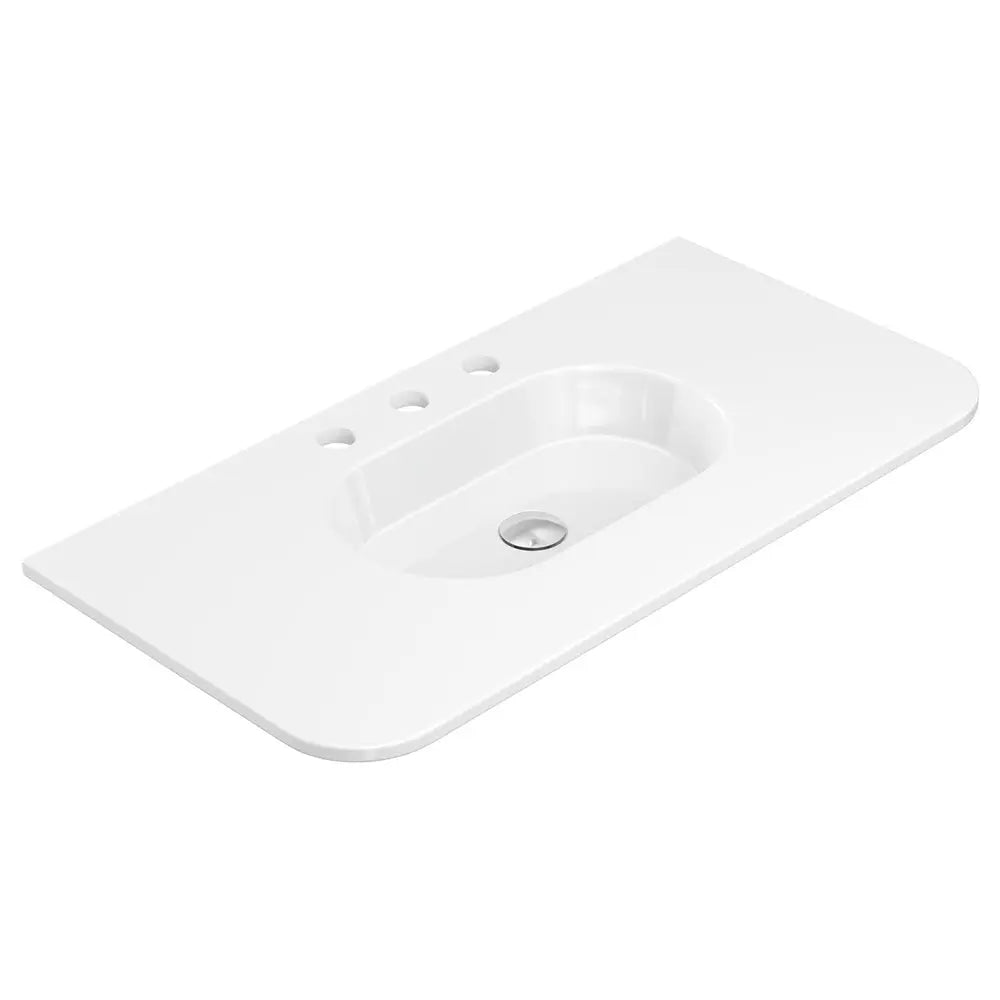 Lola Gloss Full Depth Curved Ceramic Basin Top 900mm 3-Tap-Hole fienza