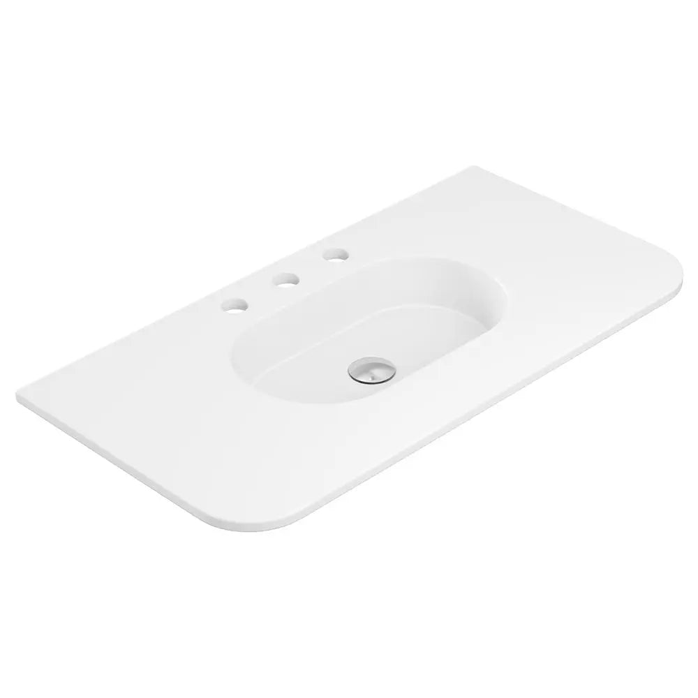 Lola Matte Full Depth Curved Ceramic Basin Top 900mm 3-Tap-Hole fienza