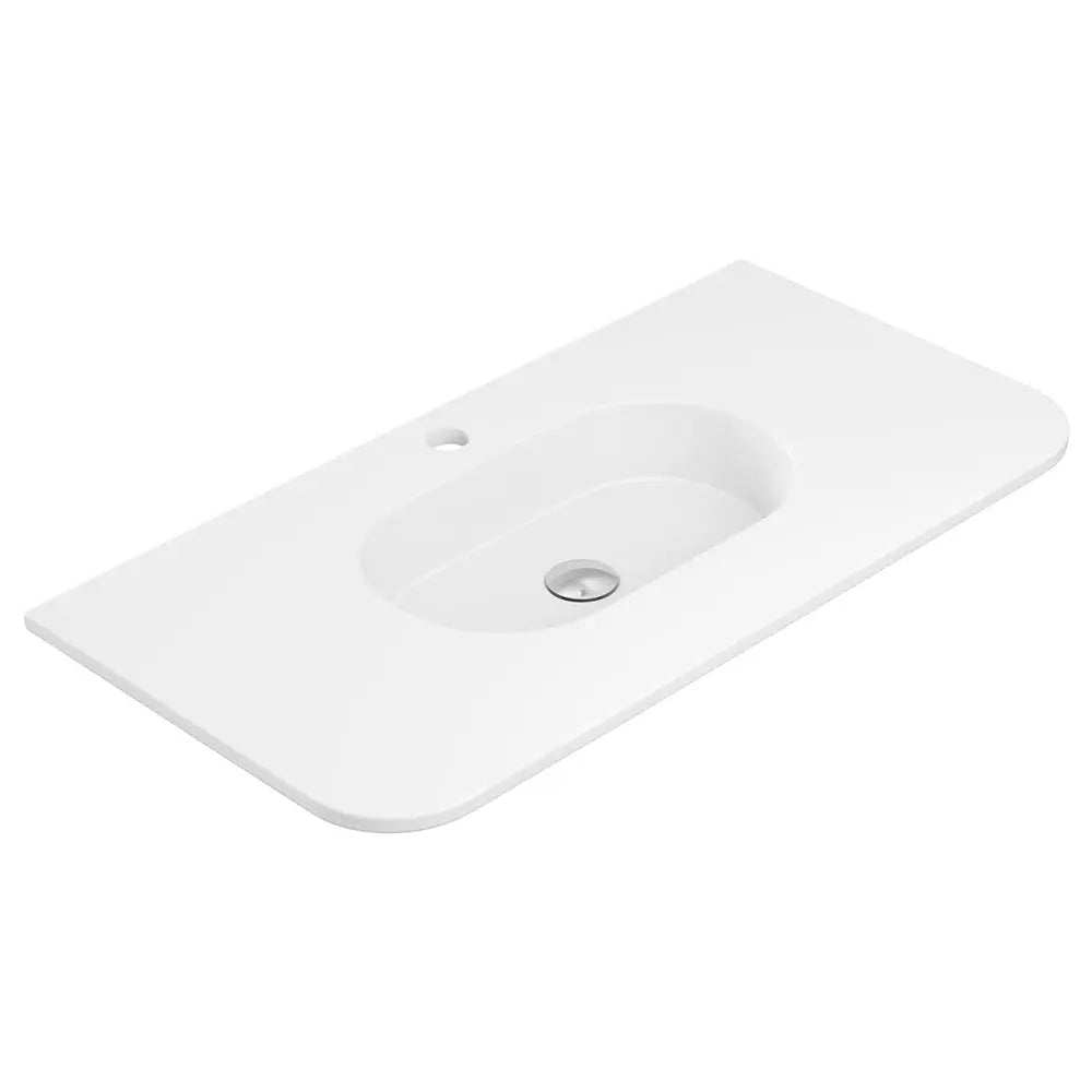 Lola Matte Full Depth Curved Ceramic Basin Top 900mm 1-Tap-Hole fienza