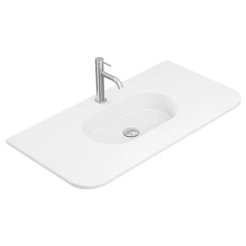 Lola Matte Full Depth Curved Ceramic Basin Top 900mm 1-Tap-Hole fienza