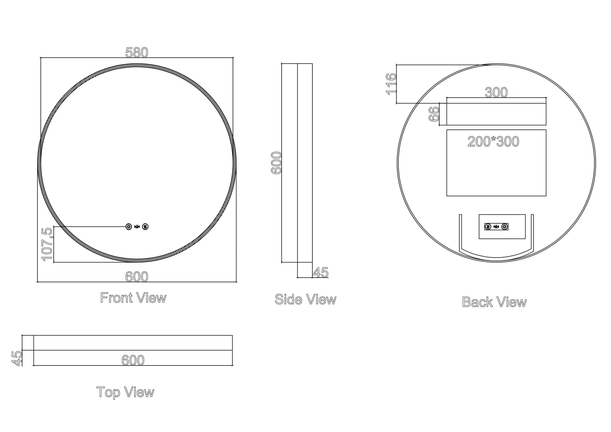 Maia 600/750/900mm LED Round Mirror – Gun Metal Frame mercioaustralia