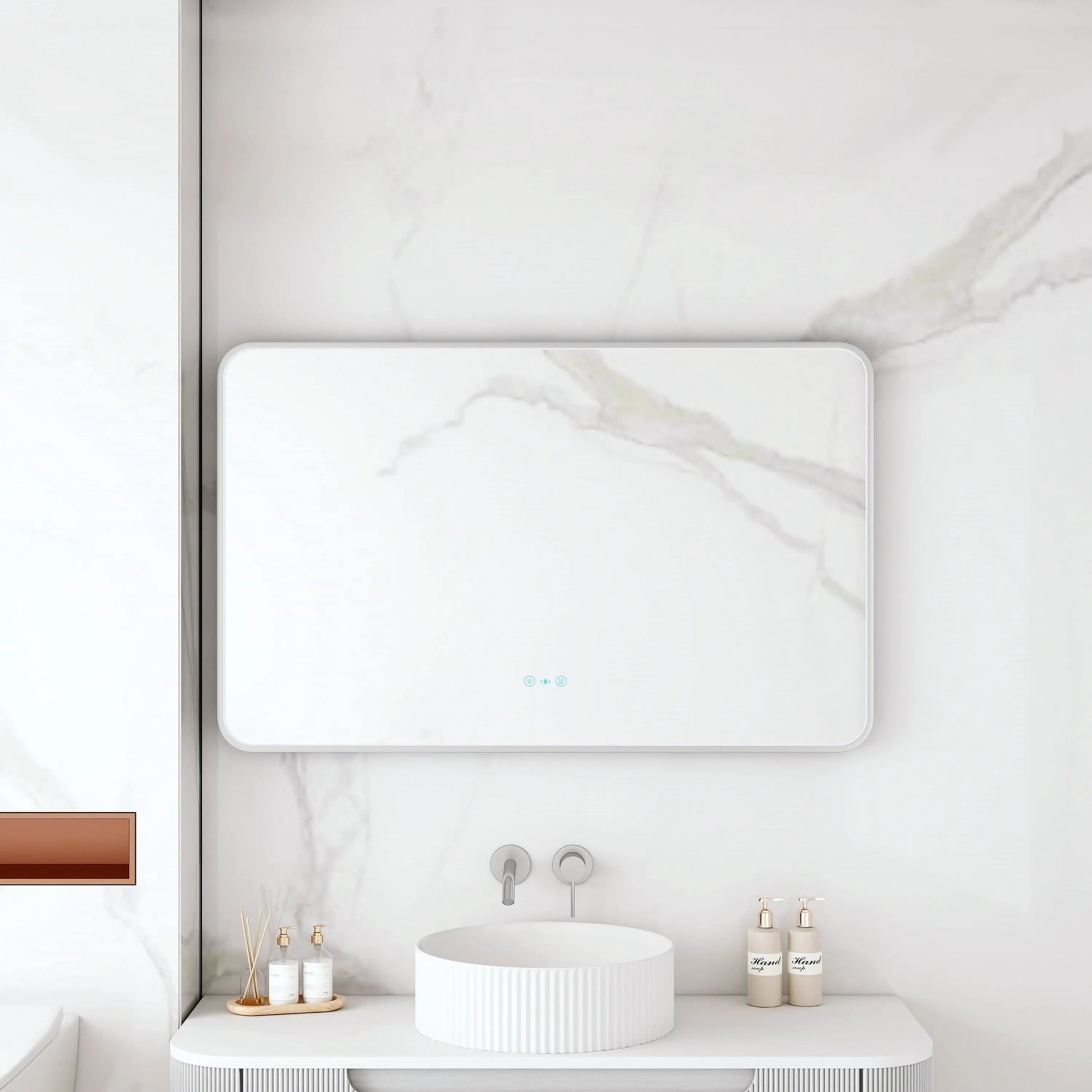 Maia 600×750 / 750×900 / 1200×750mm LED Rectangular Mirror – Brushed Nickel Frame mercioaustralia